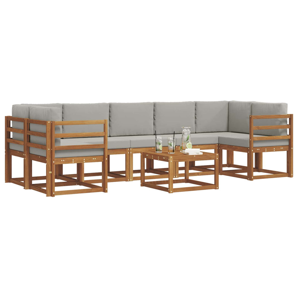Set vanjskih sofa 8 kom. Prirodna i svijetlo siva