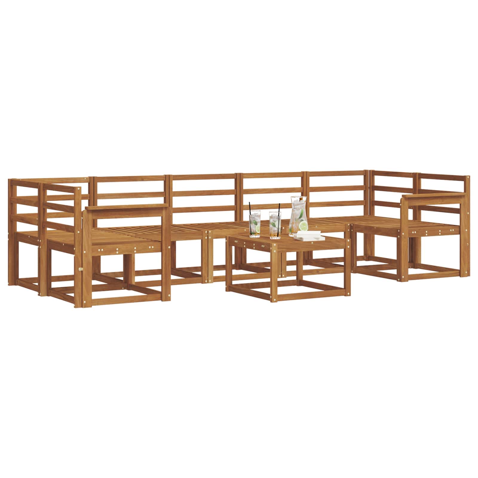 Set vanjskih sofa 8 pcs Prirodna Čvrsto drvo akacije