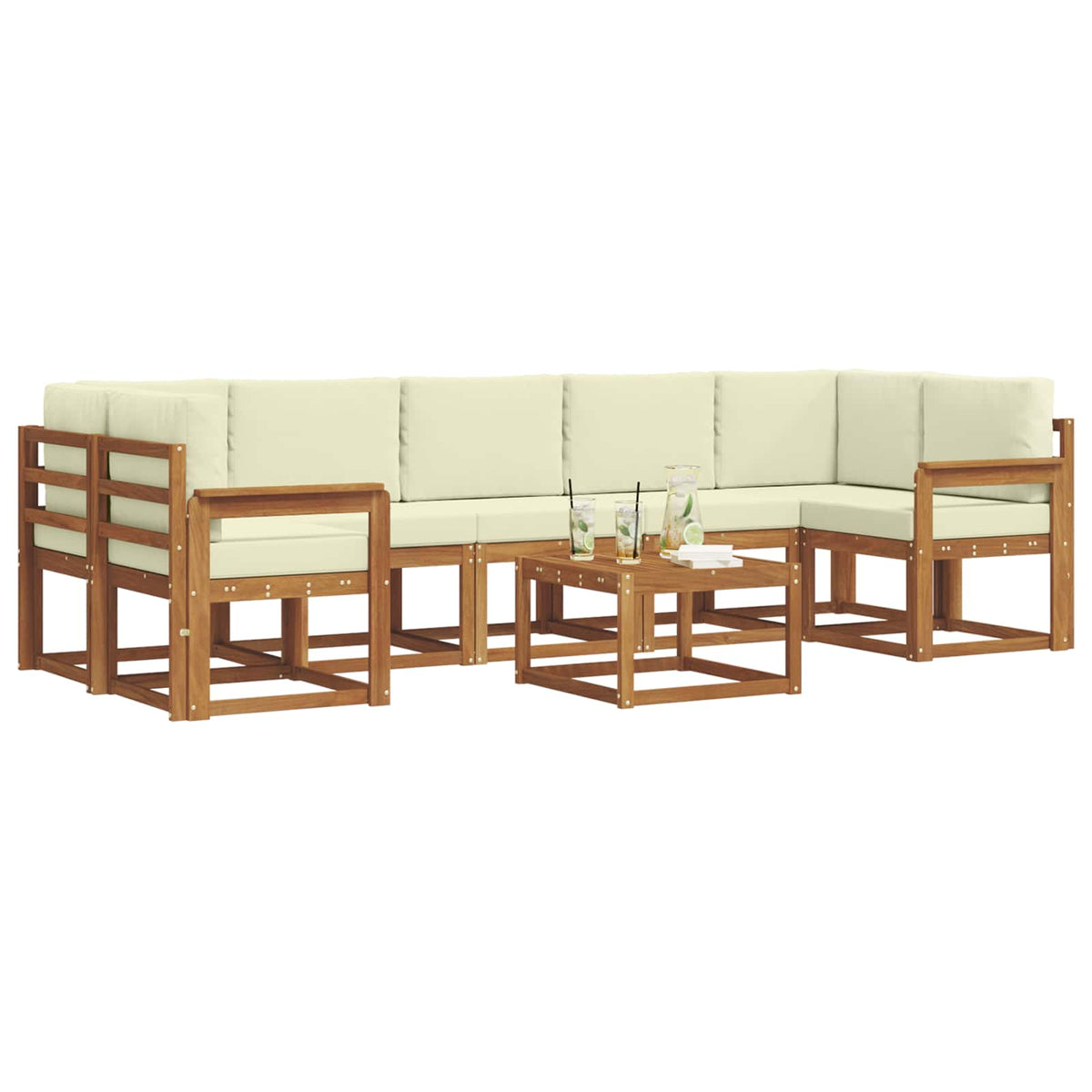 Set vanjskih sofa 8 kom. Prirodna i krem
