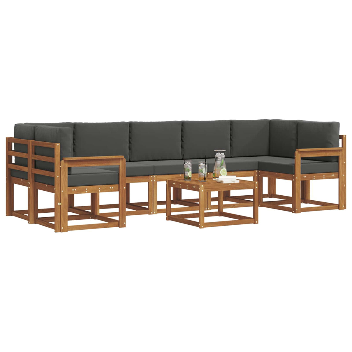 Set vanjskih sofa 8 kom. Prirodna i antracit