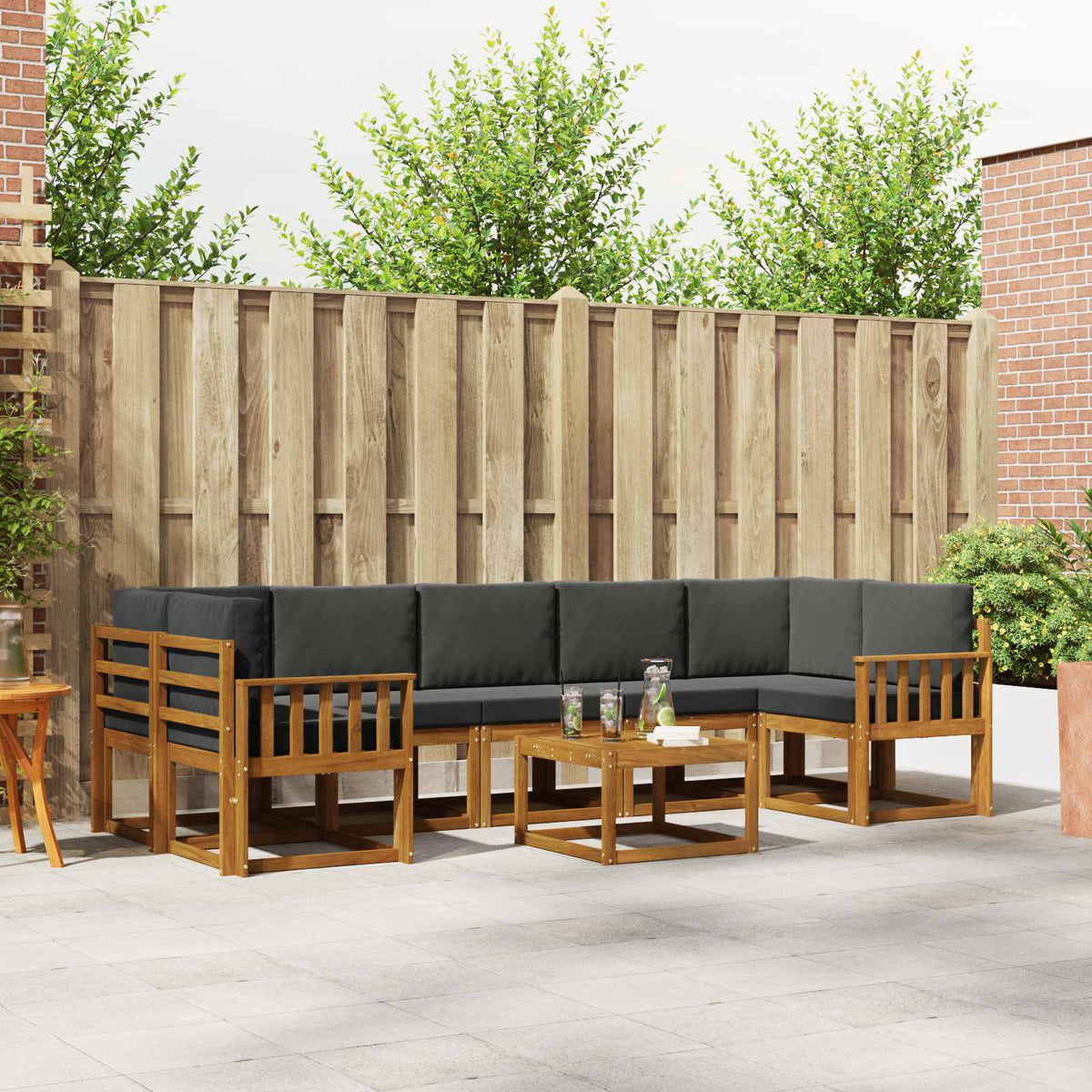 Set vanjskih sofa 8 kom. Prirodna i antracit