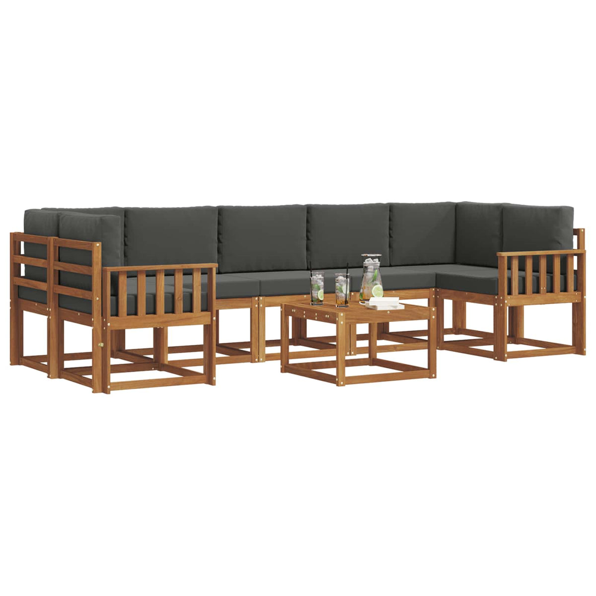 Set vanjskih sofa 8 kom. Prirodna i antracit