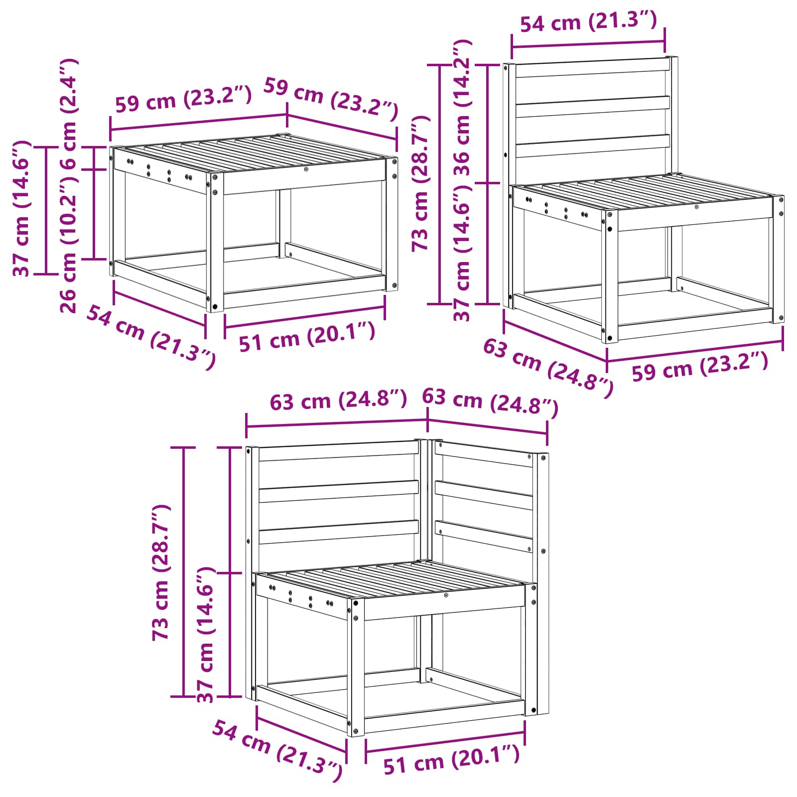 Set vanjskih sofa 8 pcs Prirodna Čvrsto drvo akacije