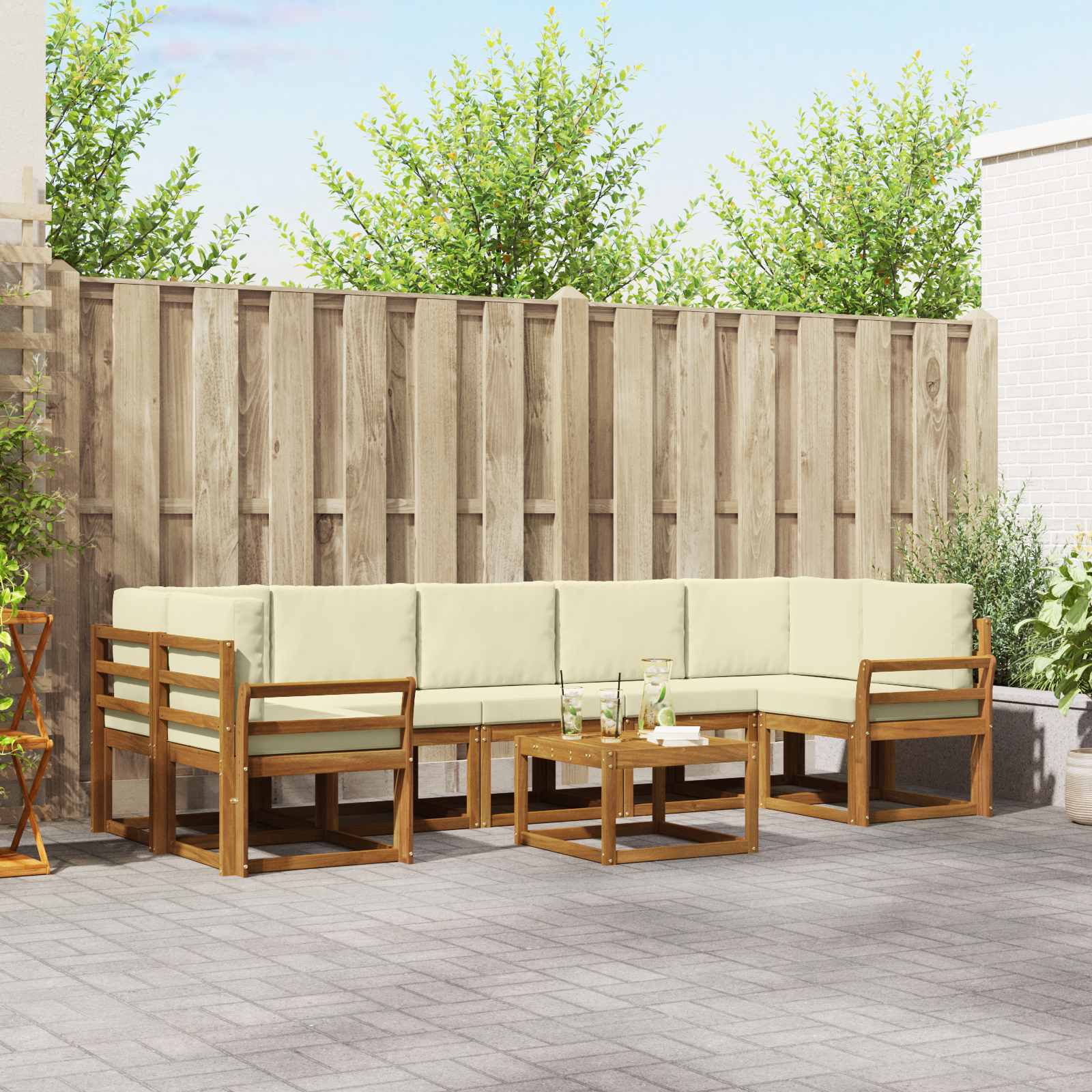 Set vanjskih sofa s jastukom 8 pcs Prirodna i krem