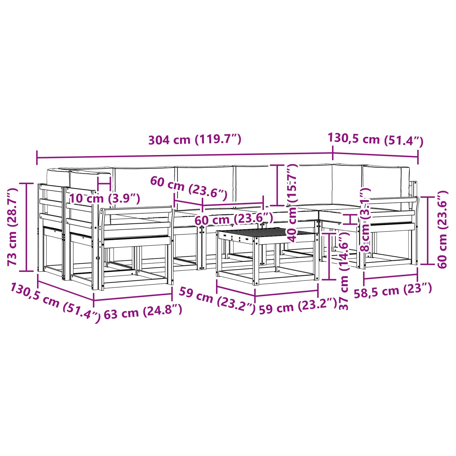Set vanjskih sofa s jastukom 8 pcs Prirodna i krem