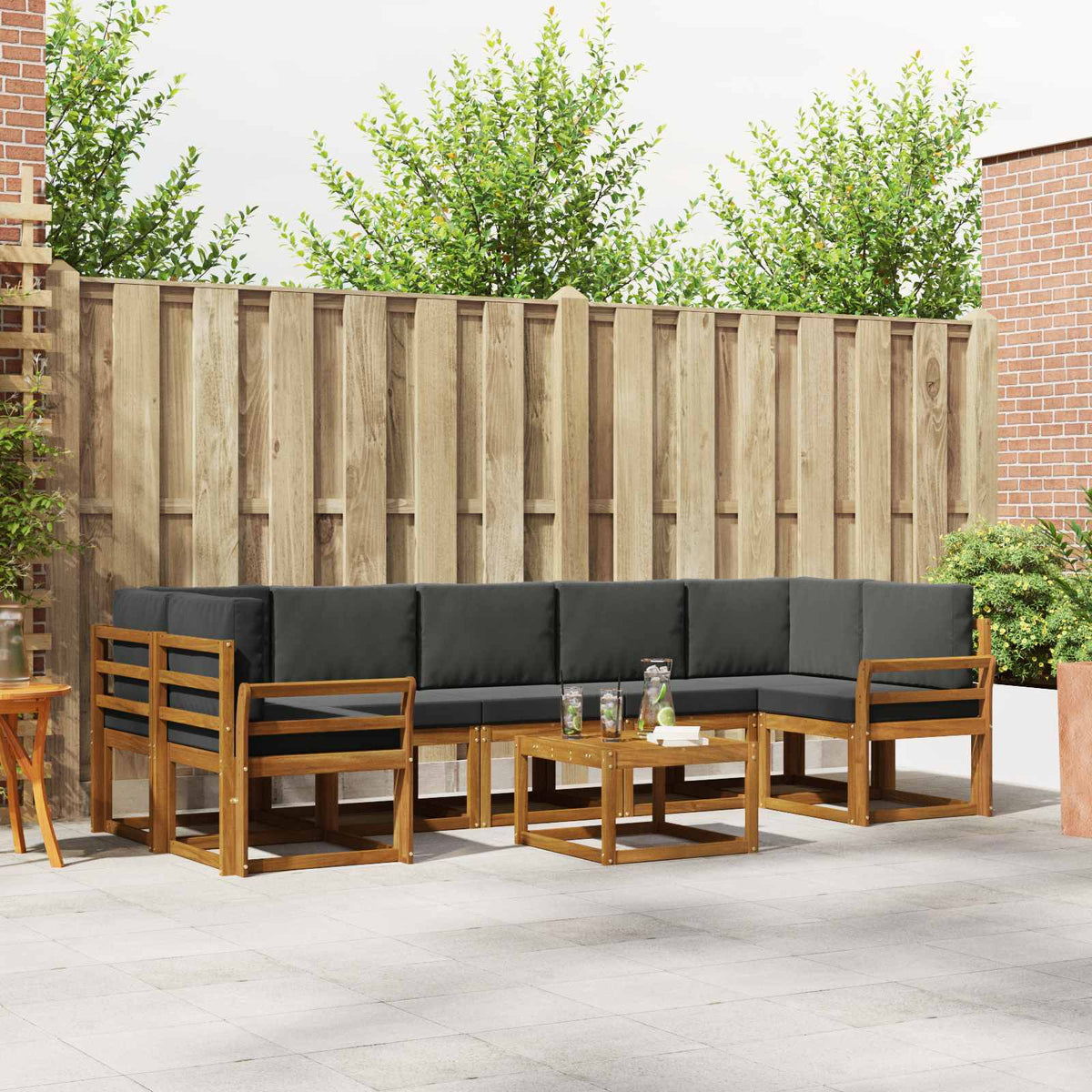 Set vanjskih sofa 8 kom. Prirodna i antracit