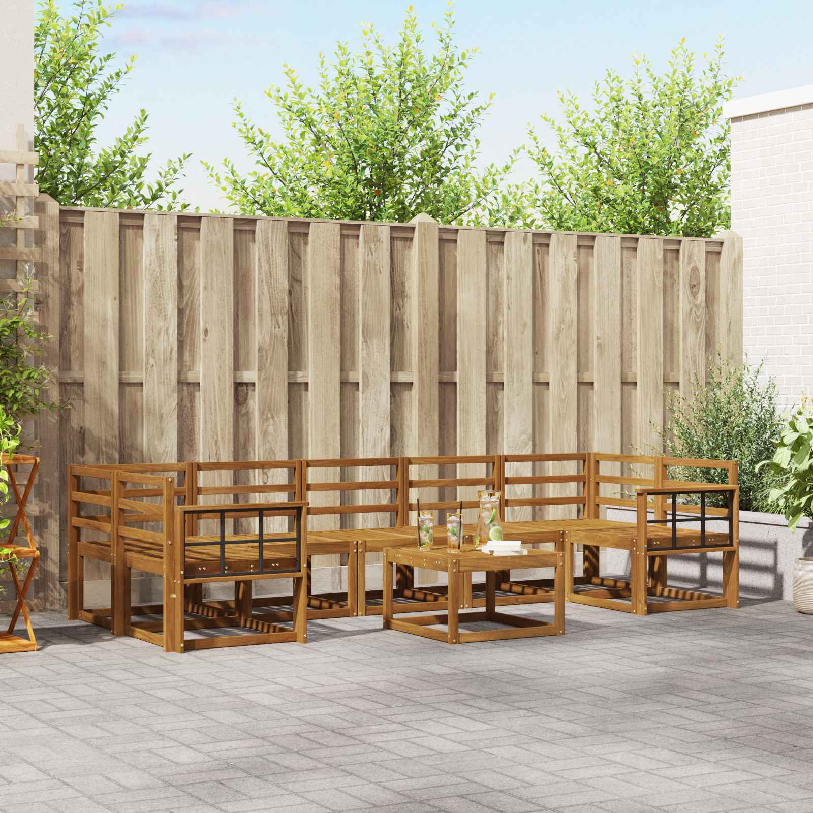 Set vanjskih sofa 8 pcs Prirodna Čvrsto drvo akacije