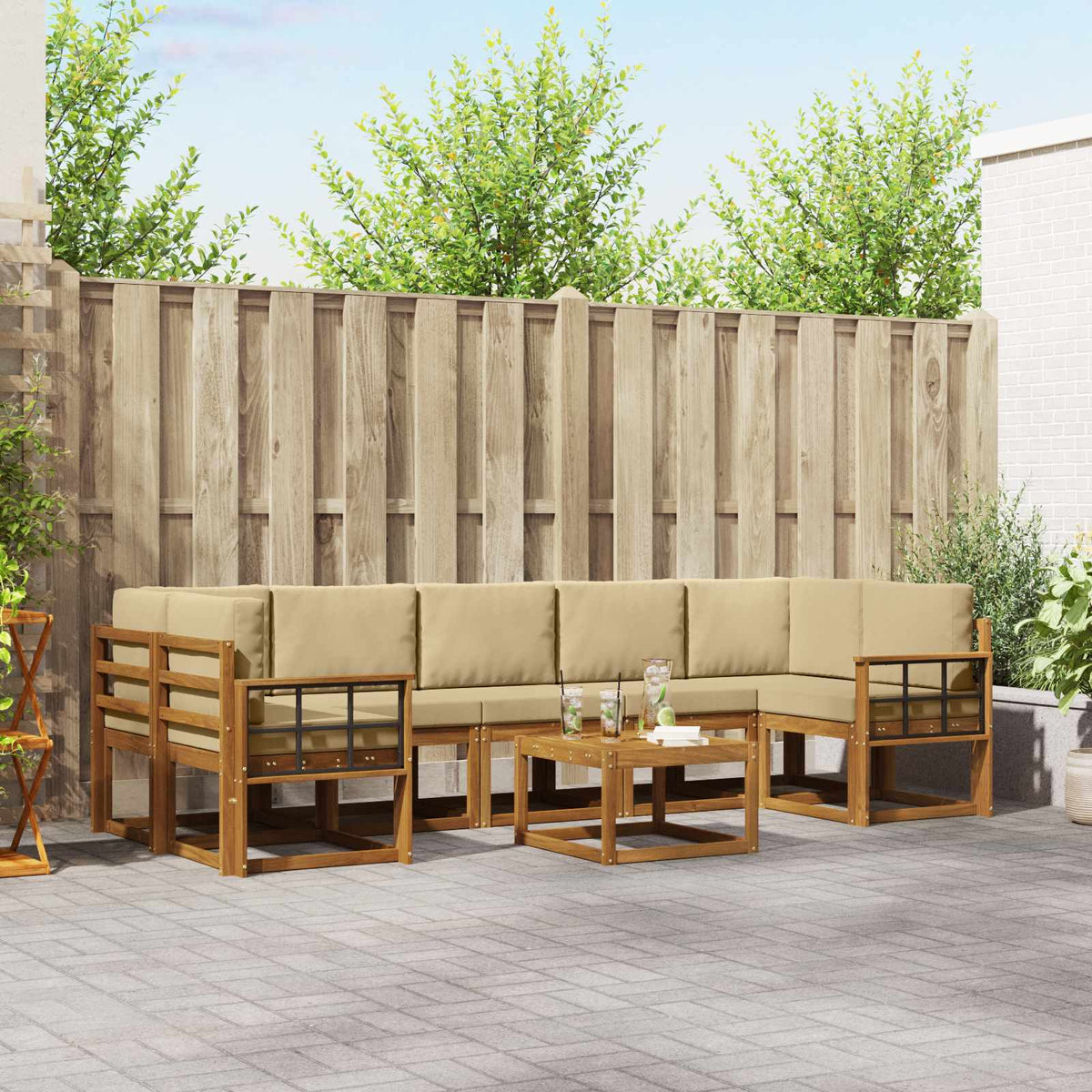 Set vanjskih sofa 8 kom. Prirodna i bež