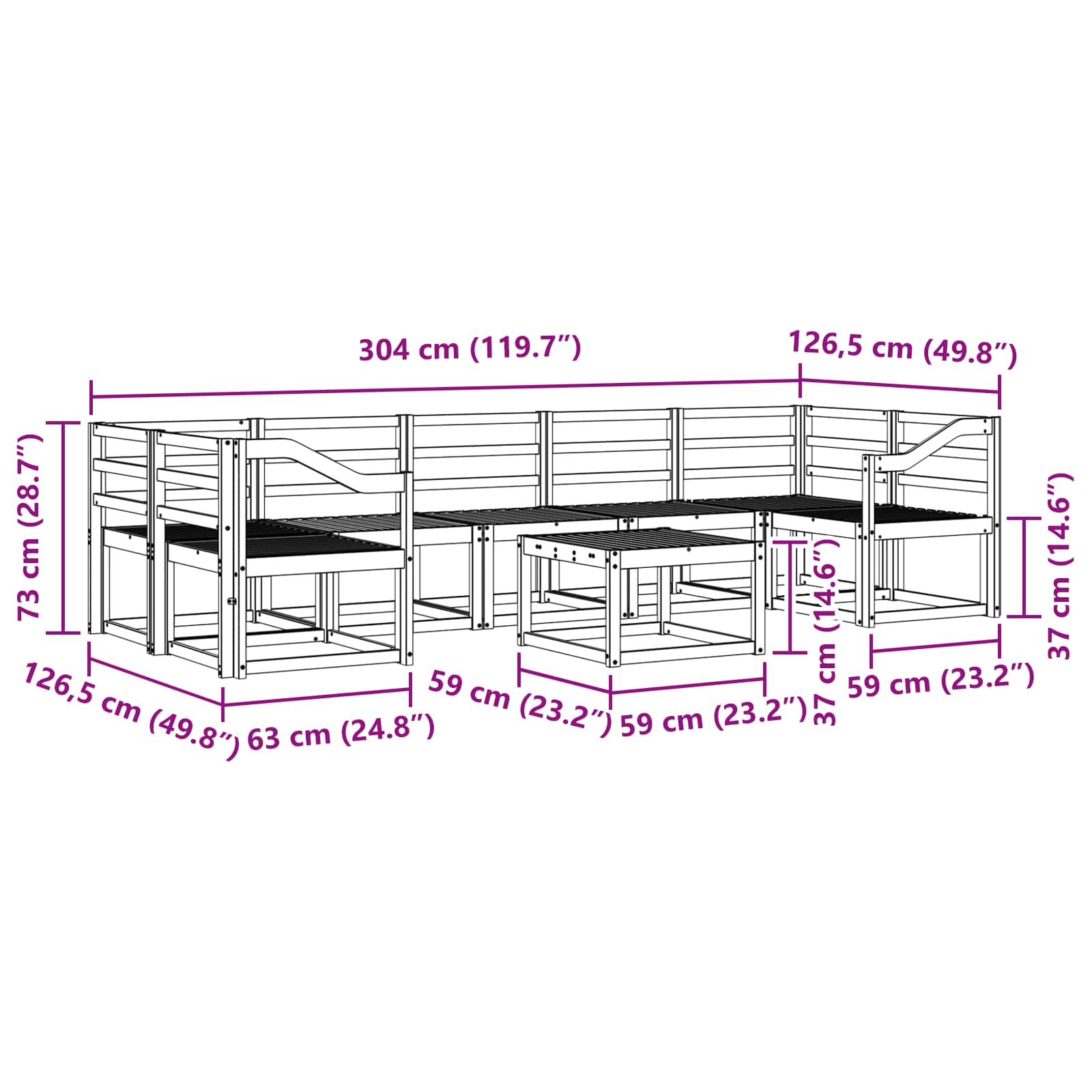 Set vanjskih sofa 8 pcs Prirodna Čvrsto drvo akacije
