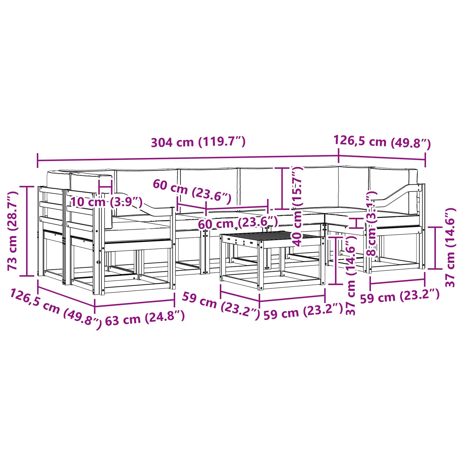 Set vanjskih sofa s jastukom 8 pcs Prirodna i antracit