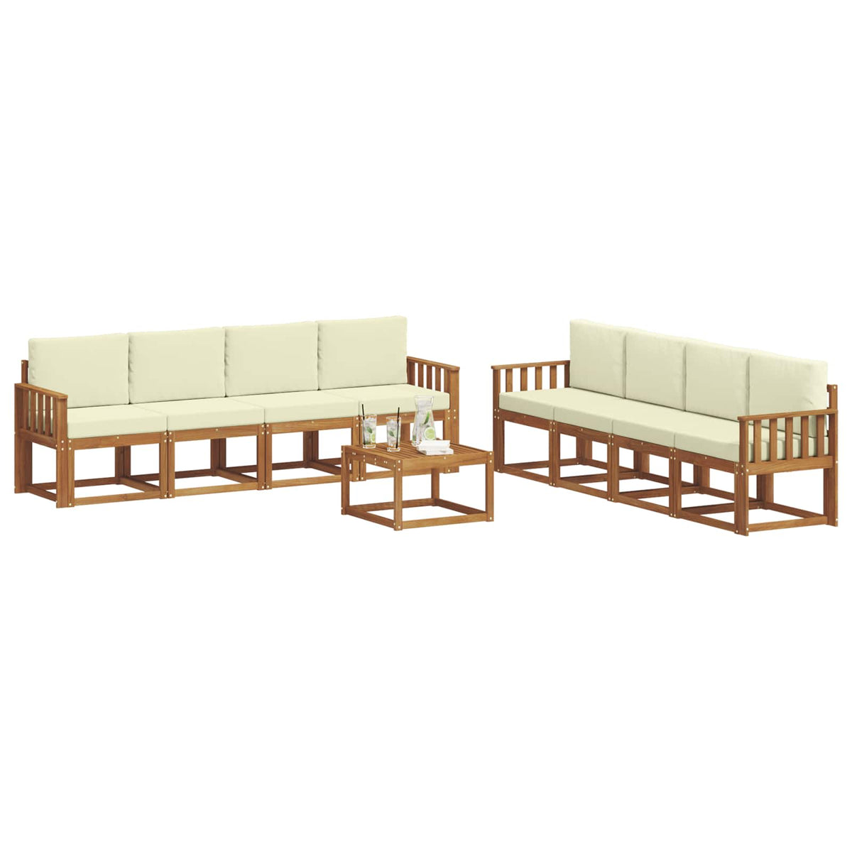 Set vanjskih sofa 9 kom. Prirodna i krem