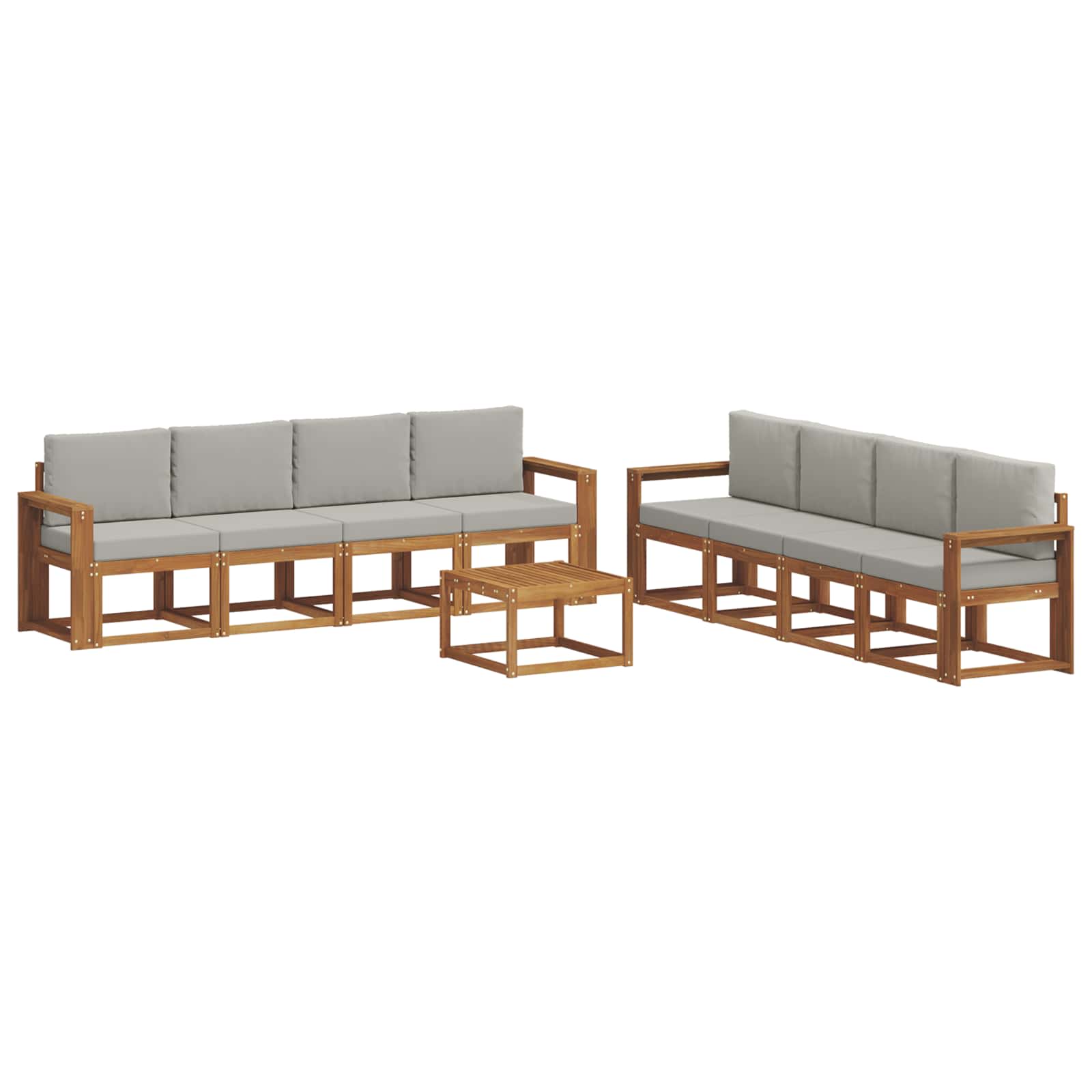 Set vanjskih sofa s jastukom 9 pcs Prirodna i svijetlo siva