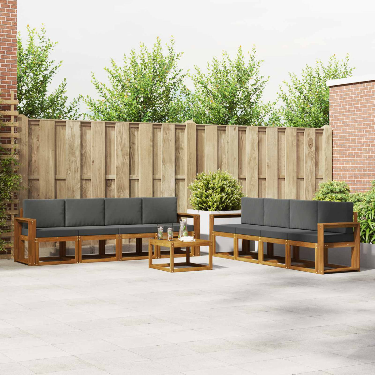 Set vanjskih sofa 9 kom. Prirodna i antracit
