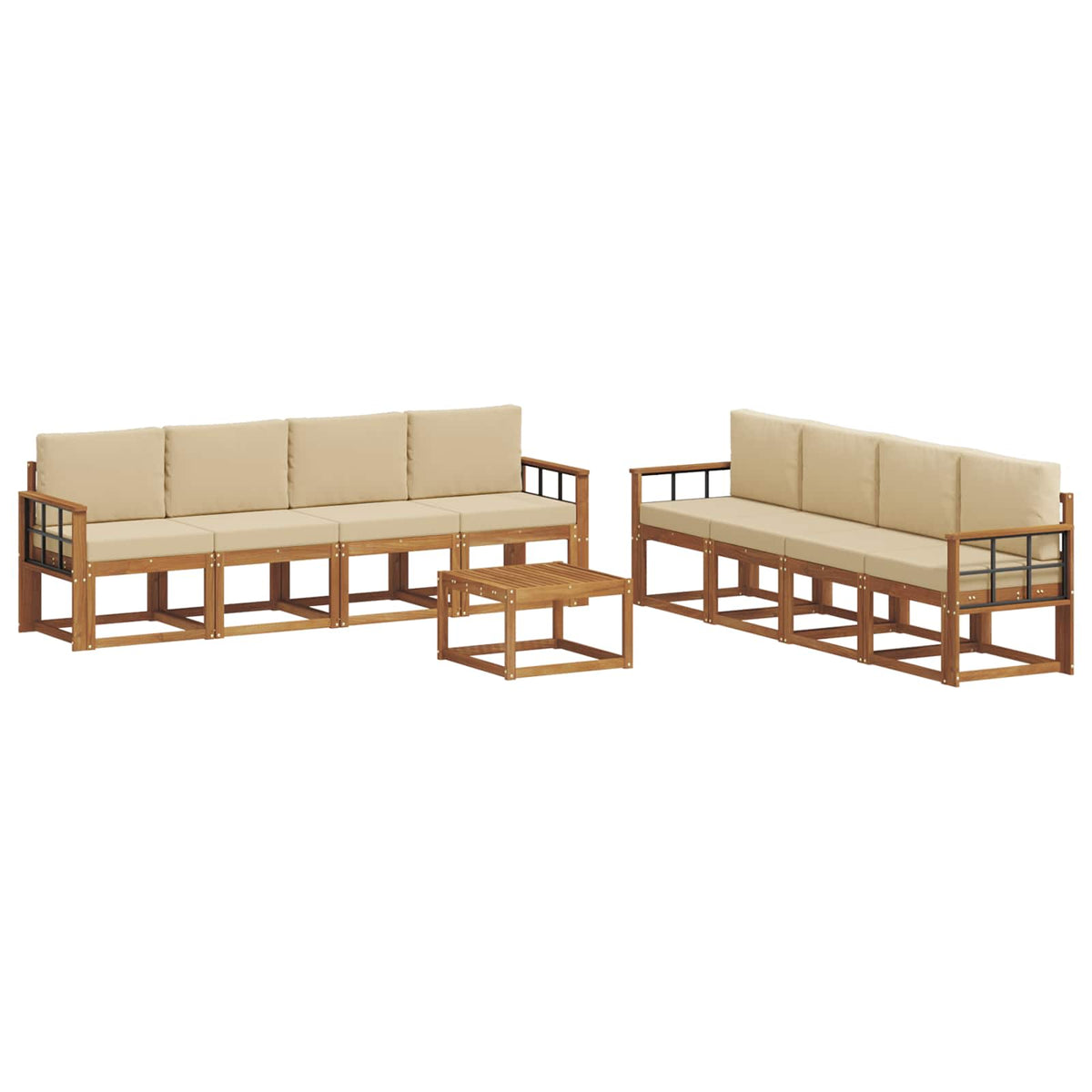 Set vanjskih sofa 9 kom. Prirodna i bež