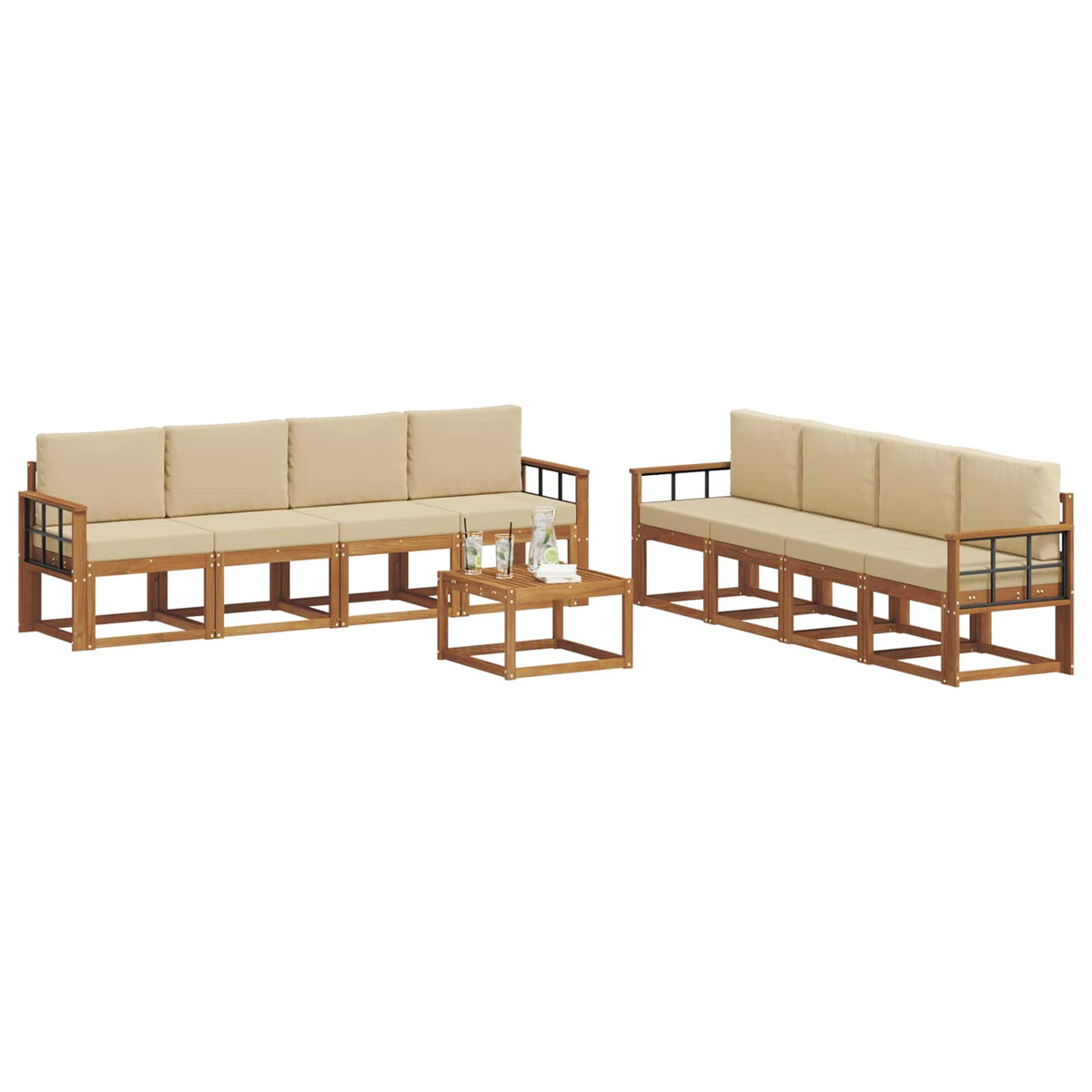 Set vanjskih sofa 9 kom. Prirodna i bež