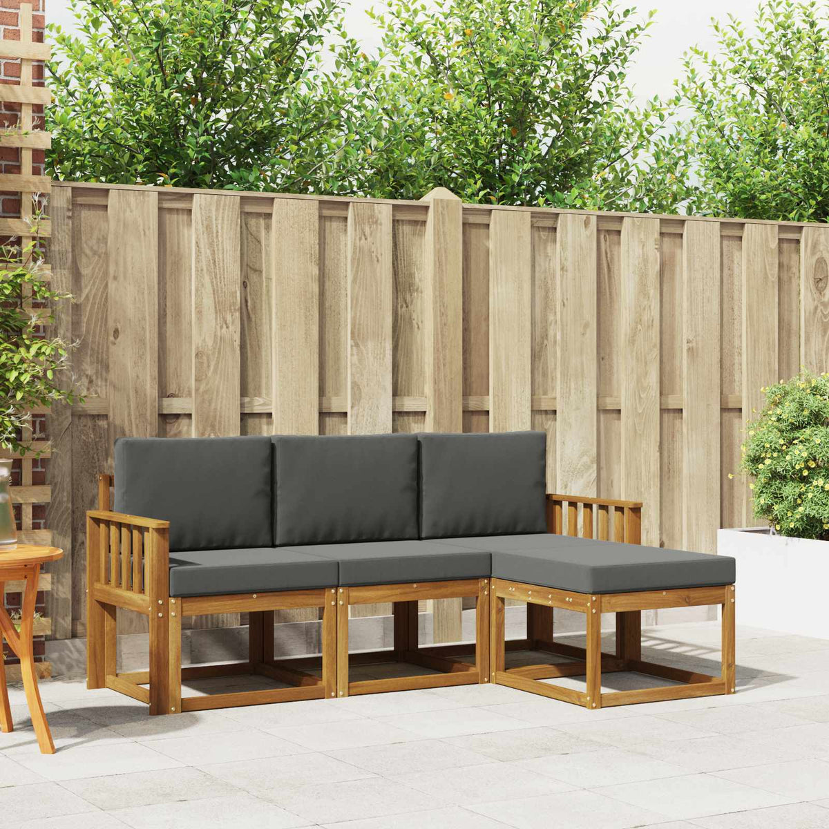 Set vanjskih sofa 4 kom. Prirodna i antracit Smeđa 189,5 x 122,5 x 73 cm