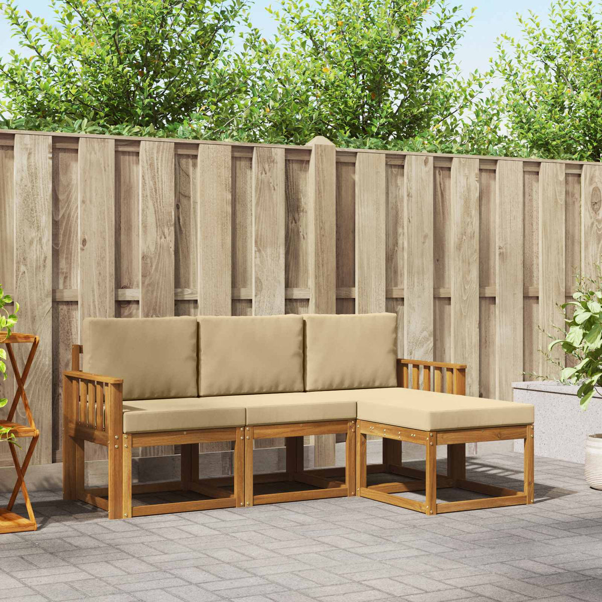 Set vanjskih sofa 4 kom. Prirodna i bež Smeđa 189,5 x 122,5 x 73 cm