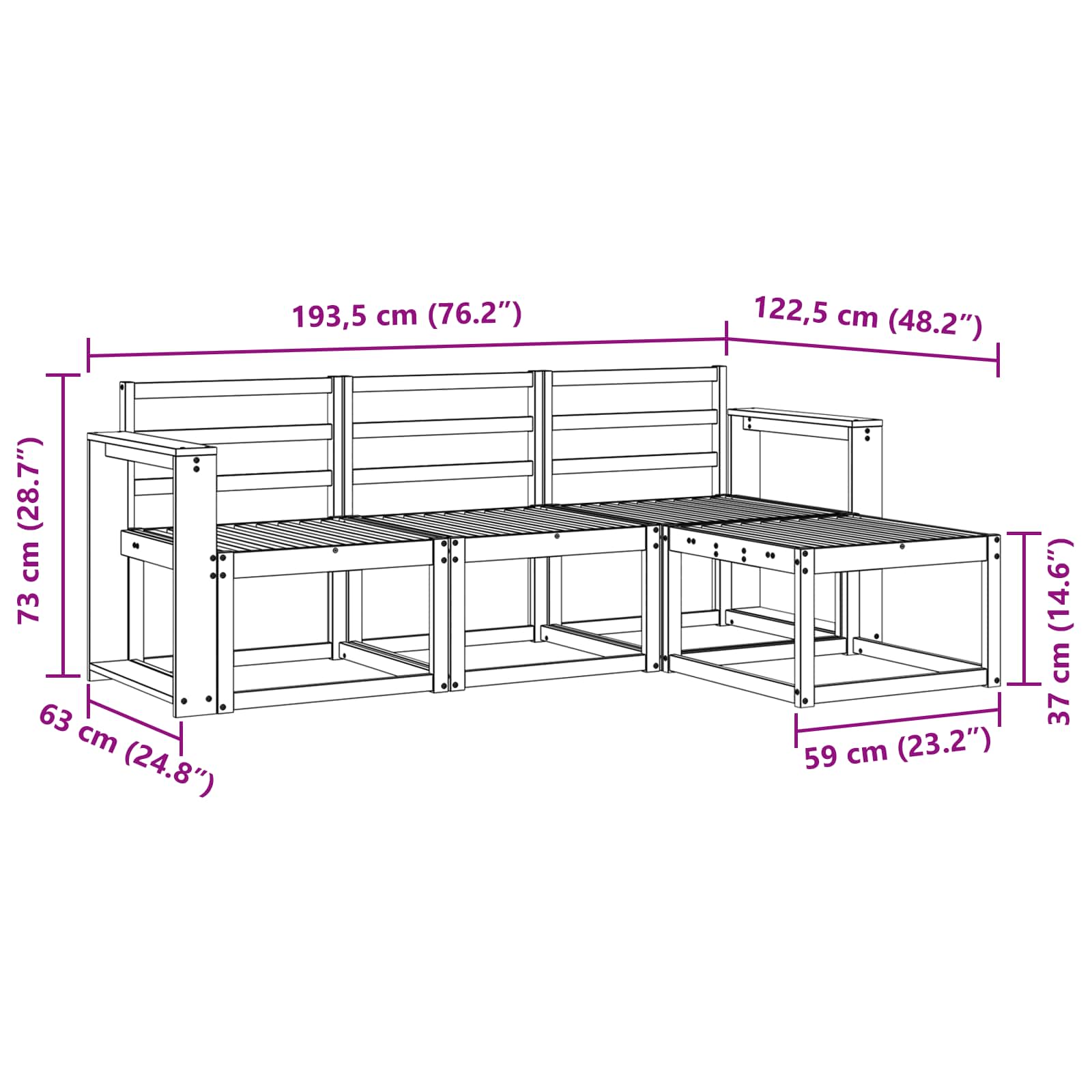 Set vanjskih sofa 4 pcs Prirodna