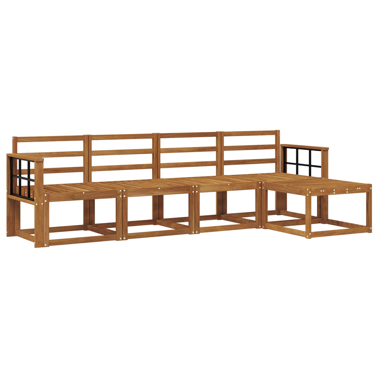 Set vanjskih sofa 5 pcs Prirodna Čvrsto drvo akacije