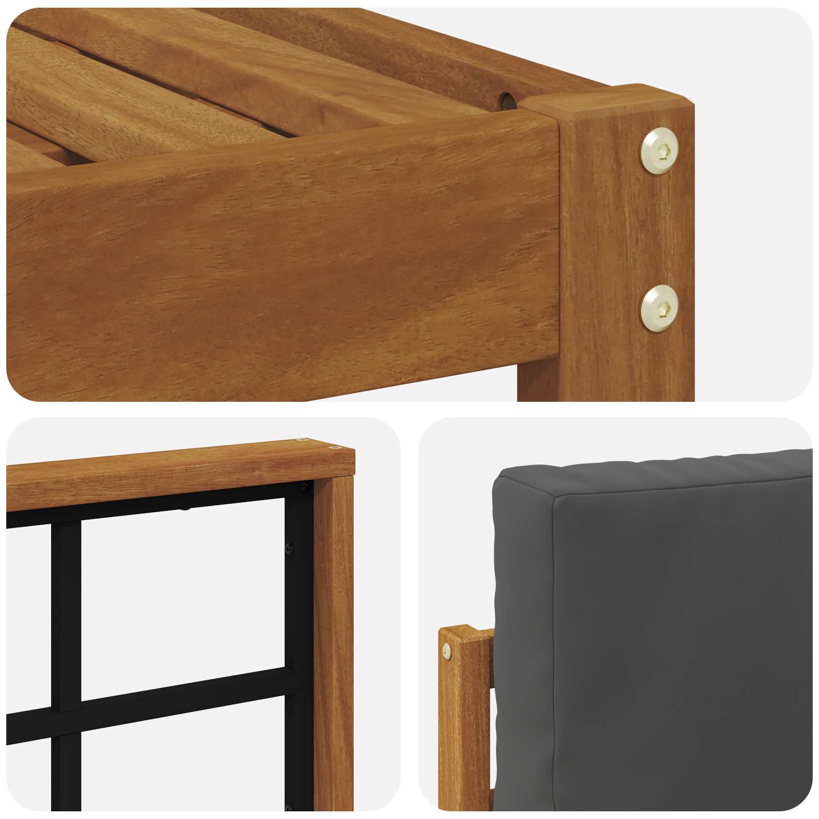 Set vanjskih sofa 5 pcs Prirodna i antracit Čvrsto drvo akacije