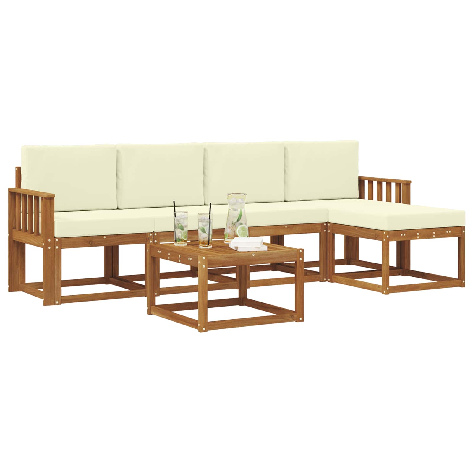 Set vanjskih sofa s jastukom 6 pcs Prirodna i krem