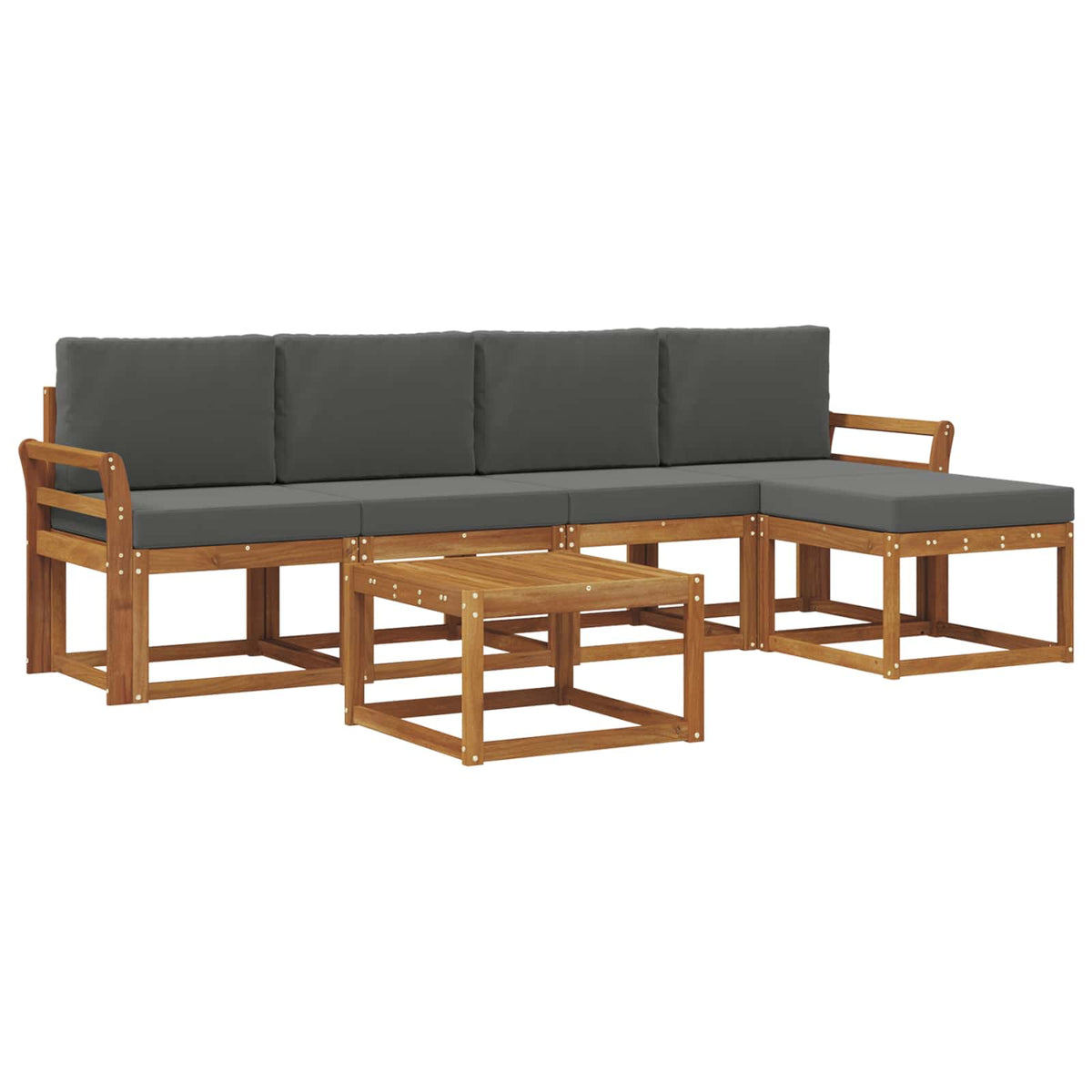 Set vanjskih sofa 6 kom. Prirodna i antracit
