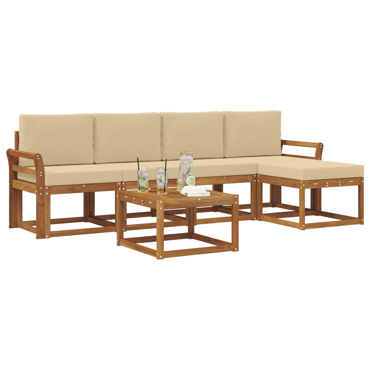 Set vanjskih sofa 6 kom. Prirodna i bež