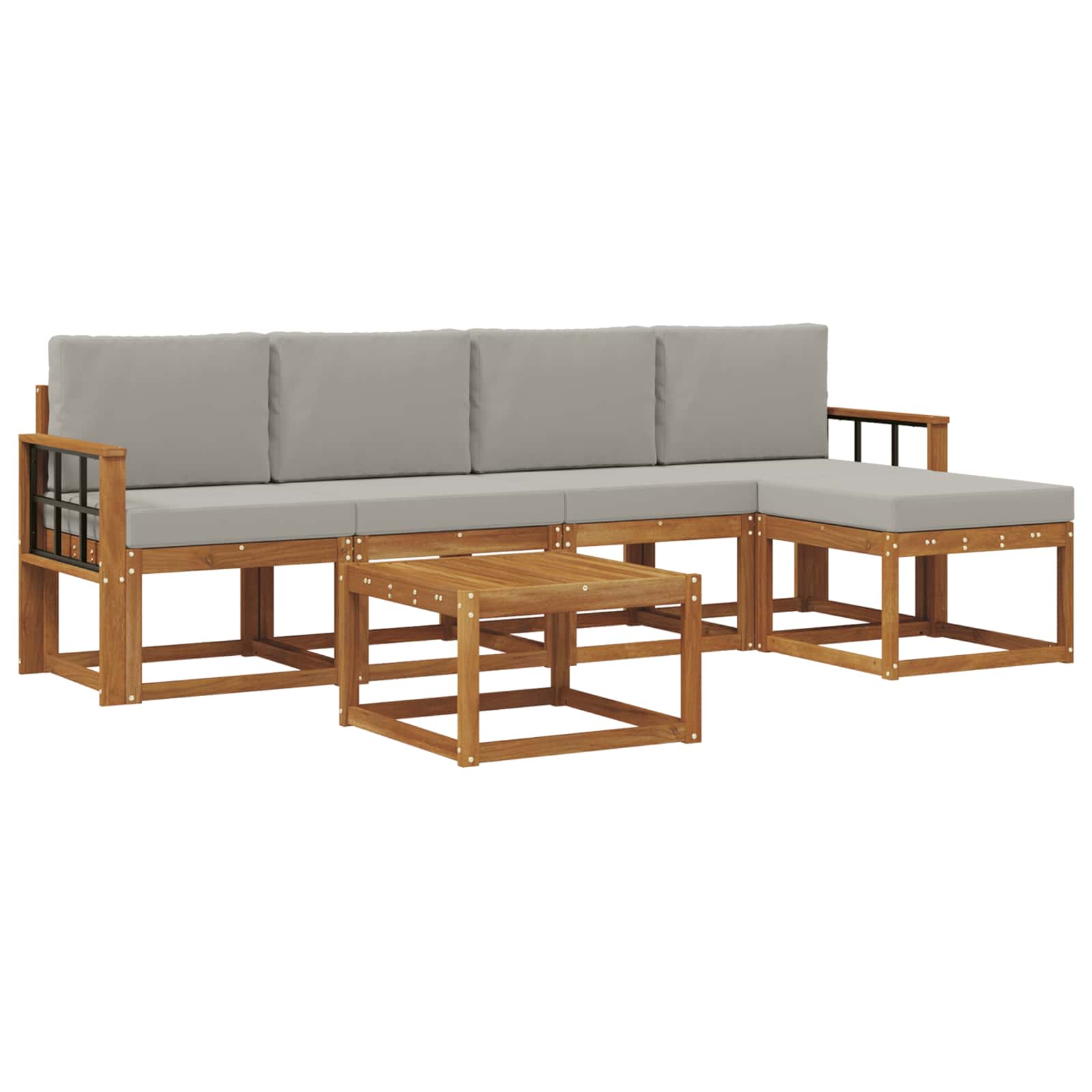 Set vanjskih sofa s jastukom 6 pcs Prirodna i svijetlo siva