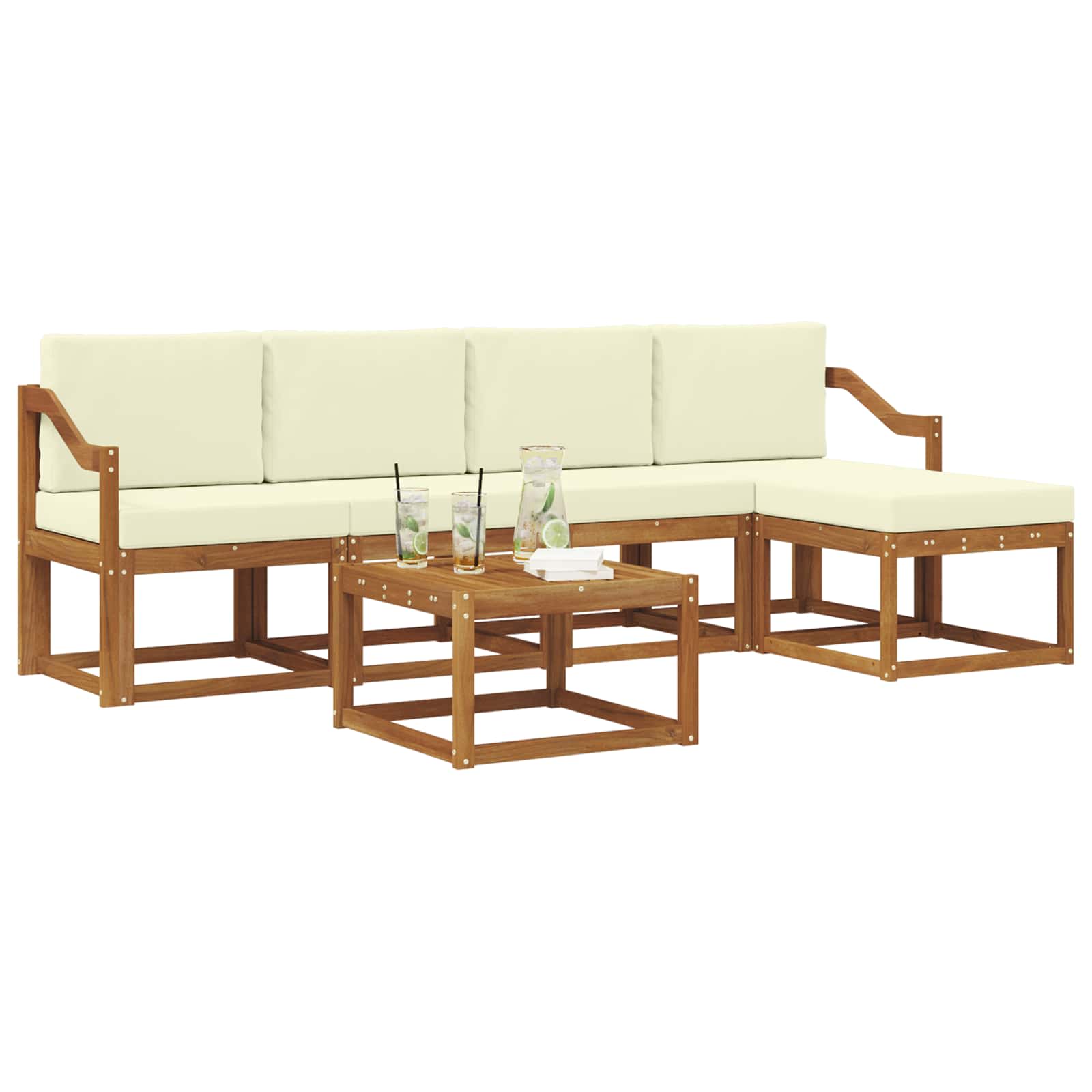 Set vanjskih sofa s jastukom 6 pcs Prirodna i krem