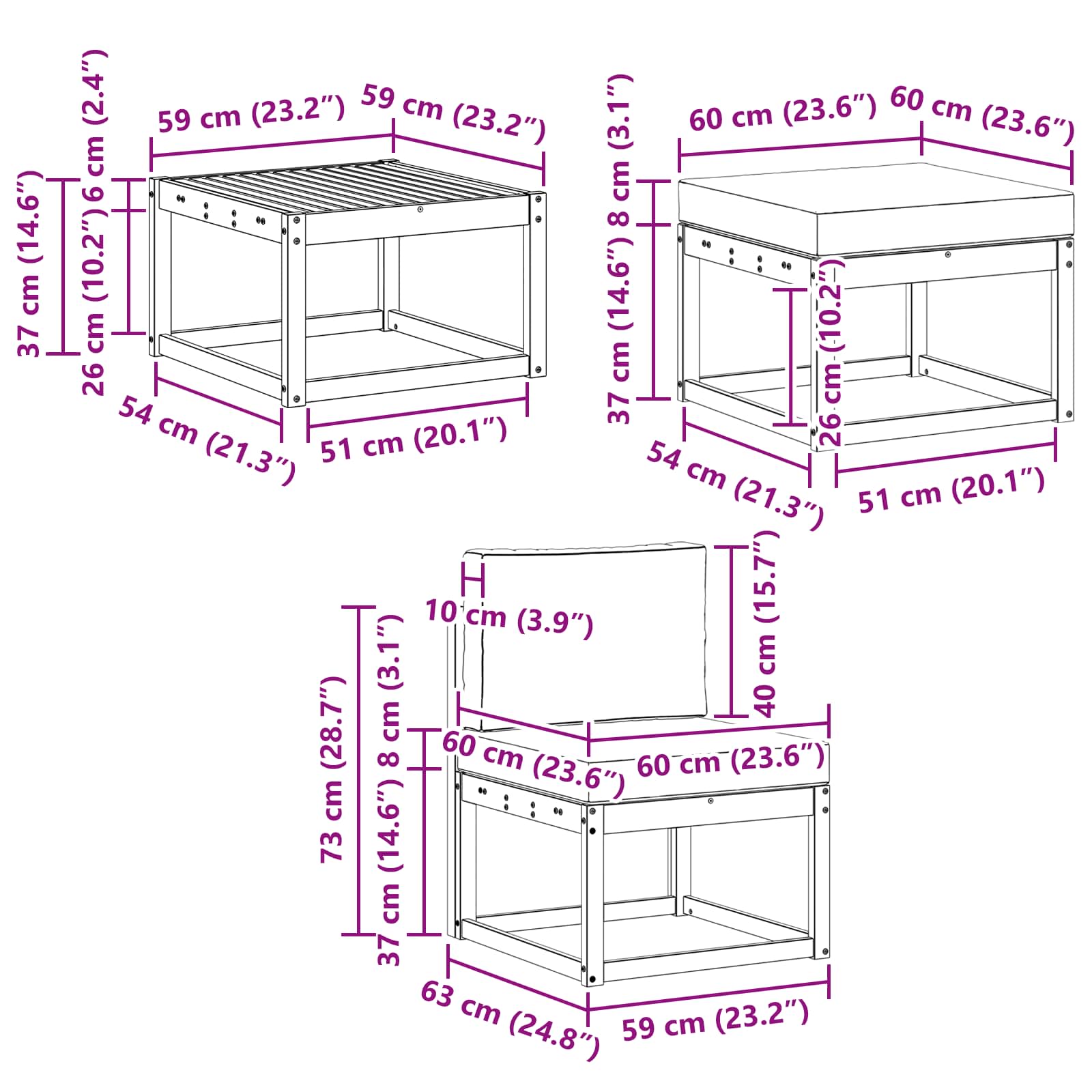 Set vanjskih sofa s jastukom 6 pcs Prirodna i krem