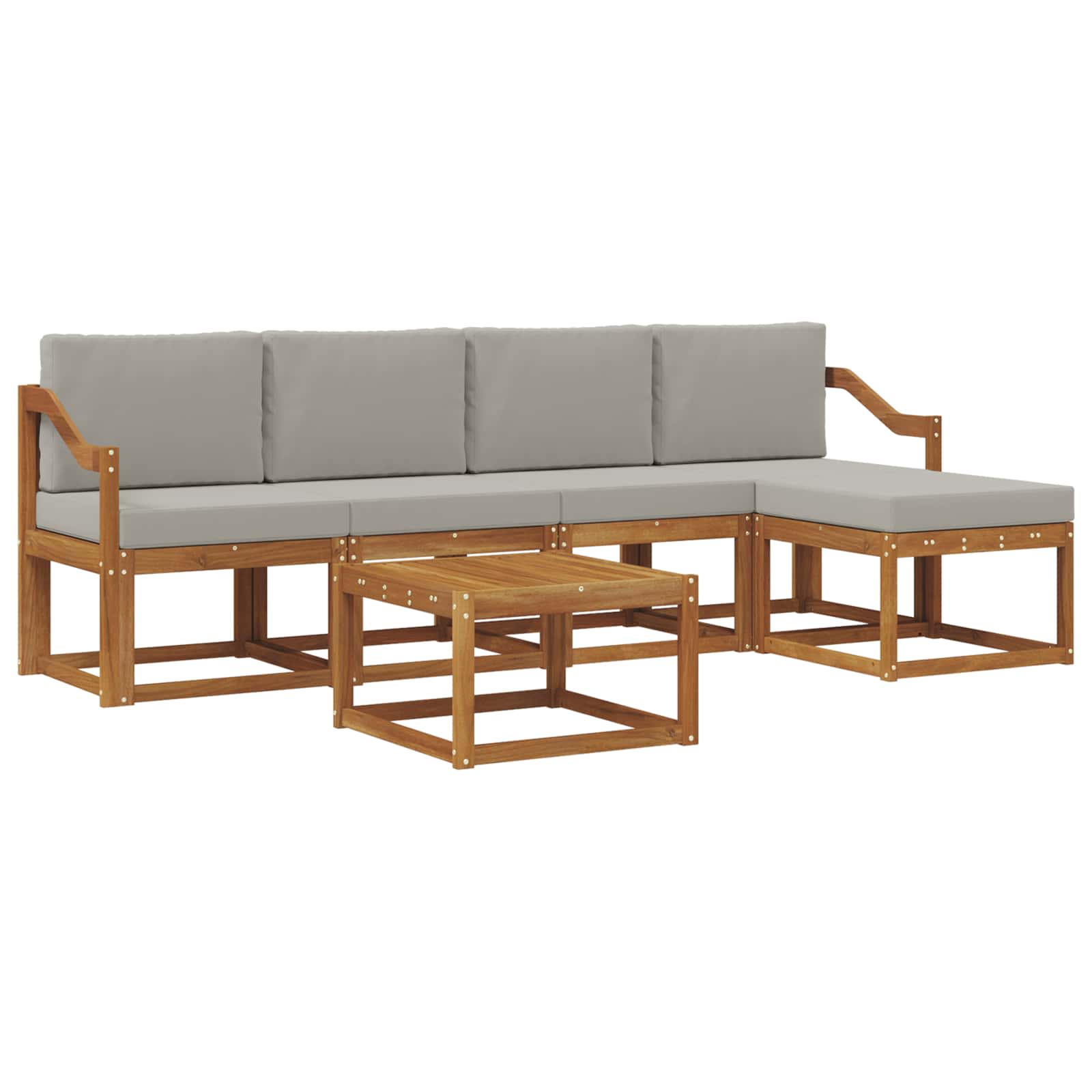 Set vanjskih sofa s jastukom 6 pcs Prirodna i svijetlo siva