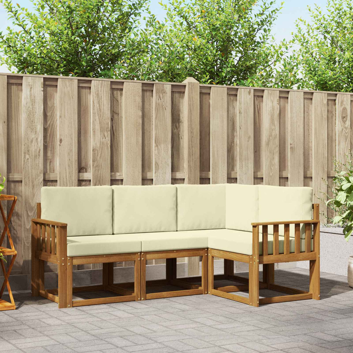 Set vanjskih sofa 4 kom. Prirodna i krem Smeđa 187,5 x 128,5 x 73 cm