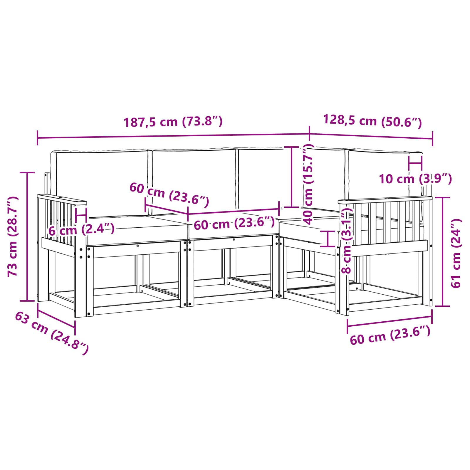Set vanjskih sofa s jastukom 4 pcs Prirodna i krem