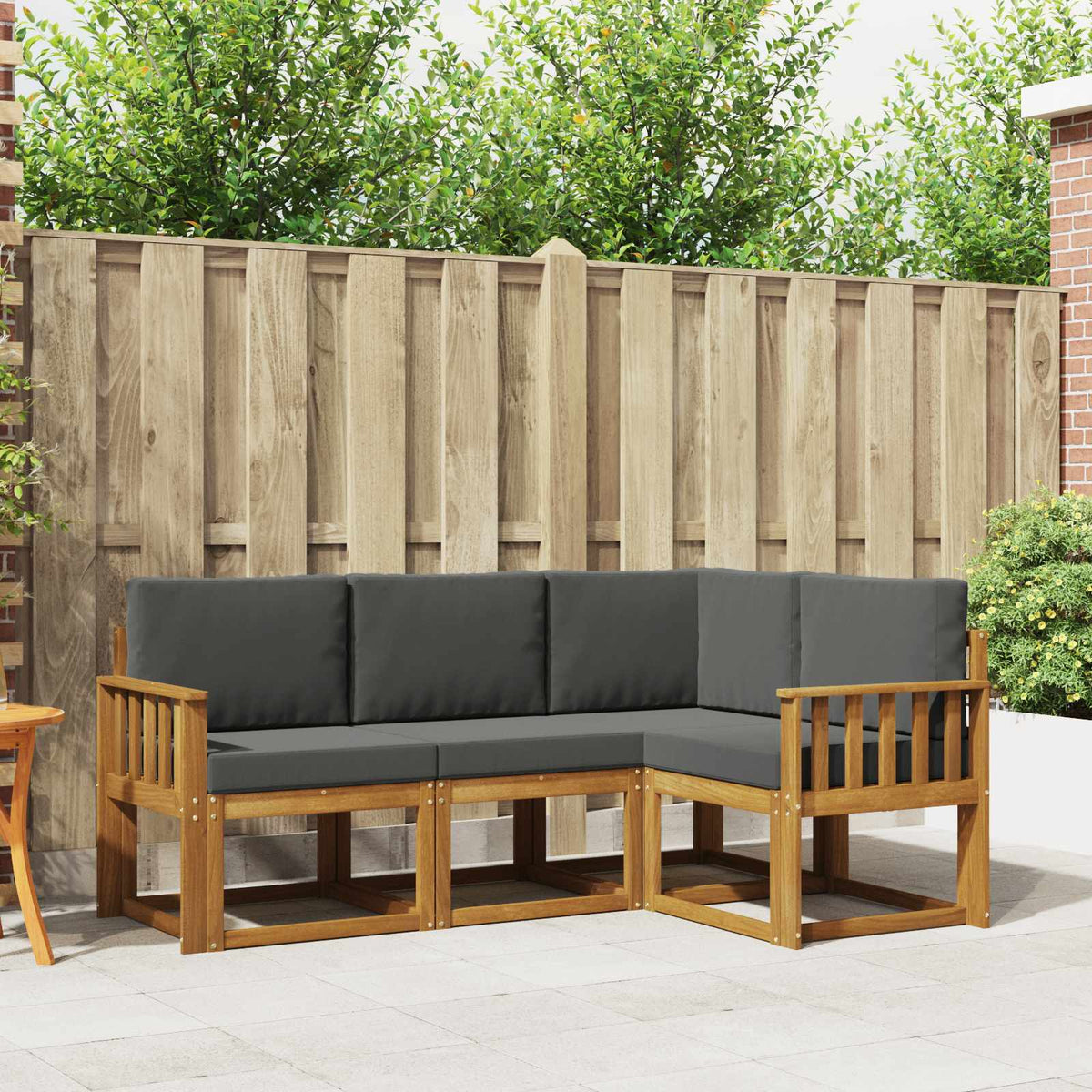 Set vanjskih sofa 4 kom. Prirodna i antracit Smeđa 187,5 x 128,5 x 73 cm