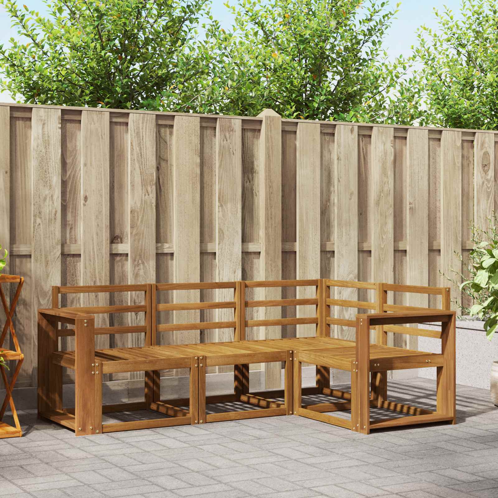 Set vanjskih sofa 4 pcs Prirodna Čvrsto drvo akacije