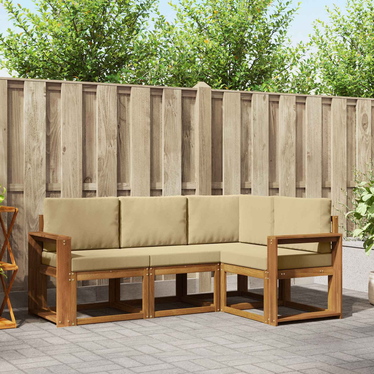 Set vanjskih sofa 4 kom. Prirodna i bež Smeđa 191,5 x 132,5 x 73 cm