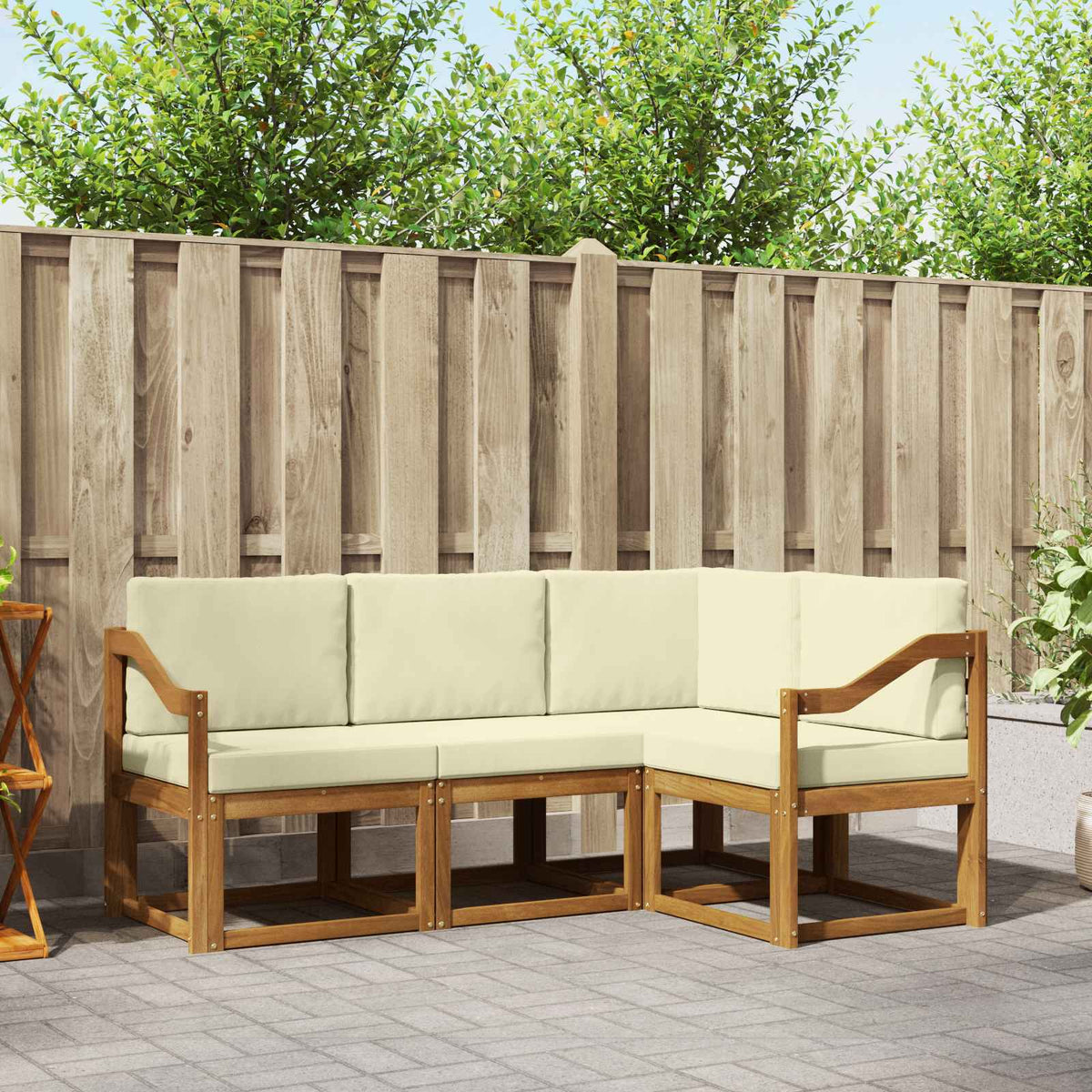 Set vanjskih sofa 4 kom. Prirodna i krem Smeđa 185,5 x 126,5 x 73 cm