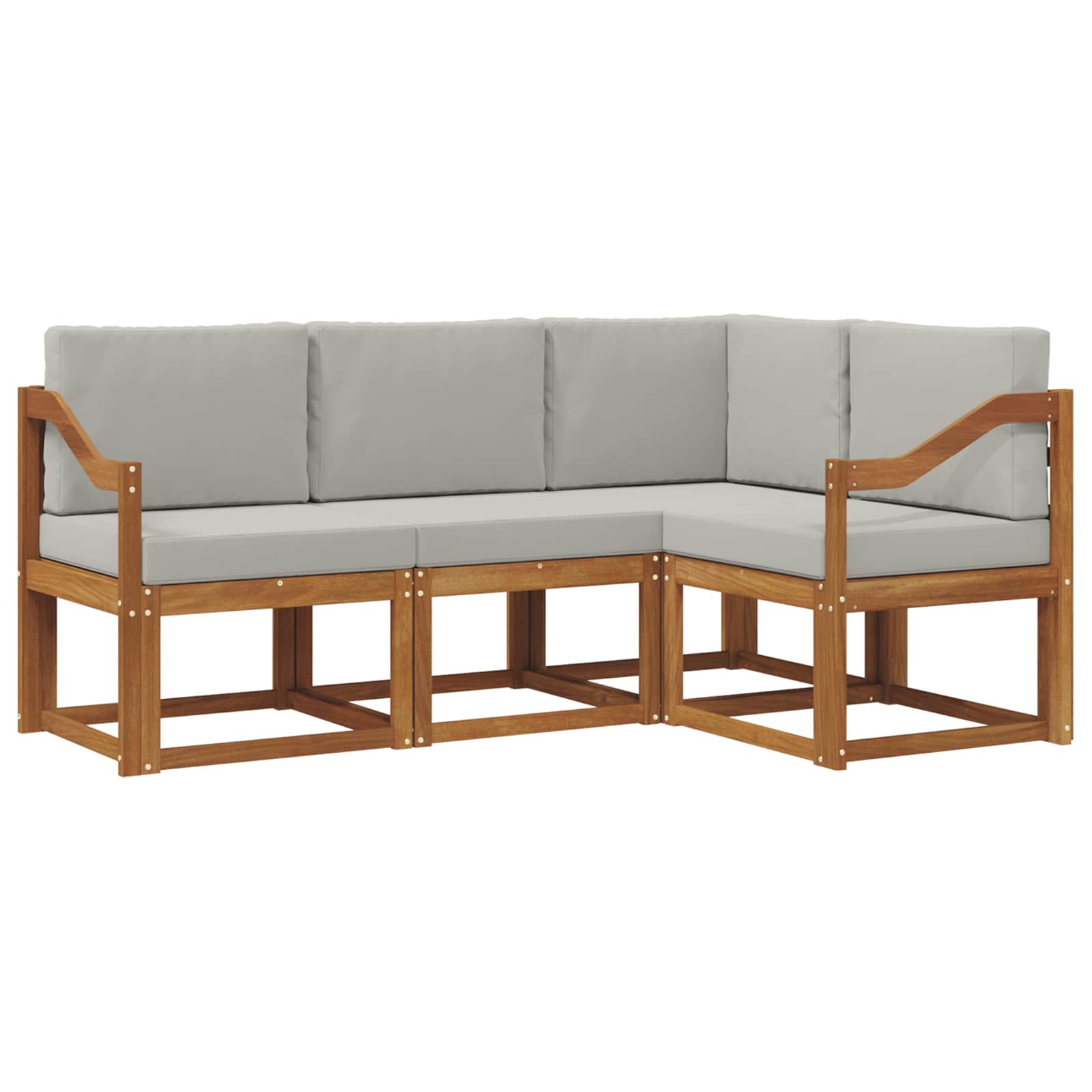 Set vanjskih sofa s jastukom 4 pcs Prirodna i svijetlo siva