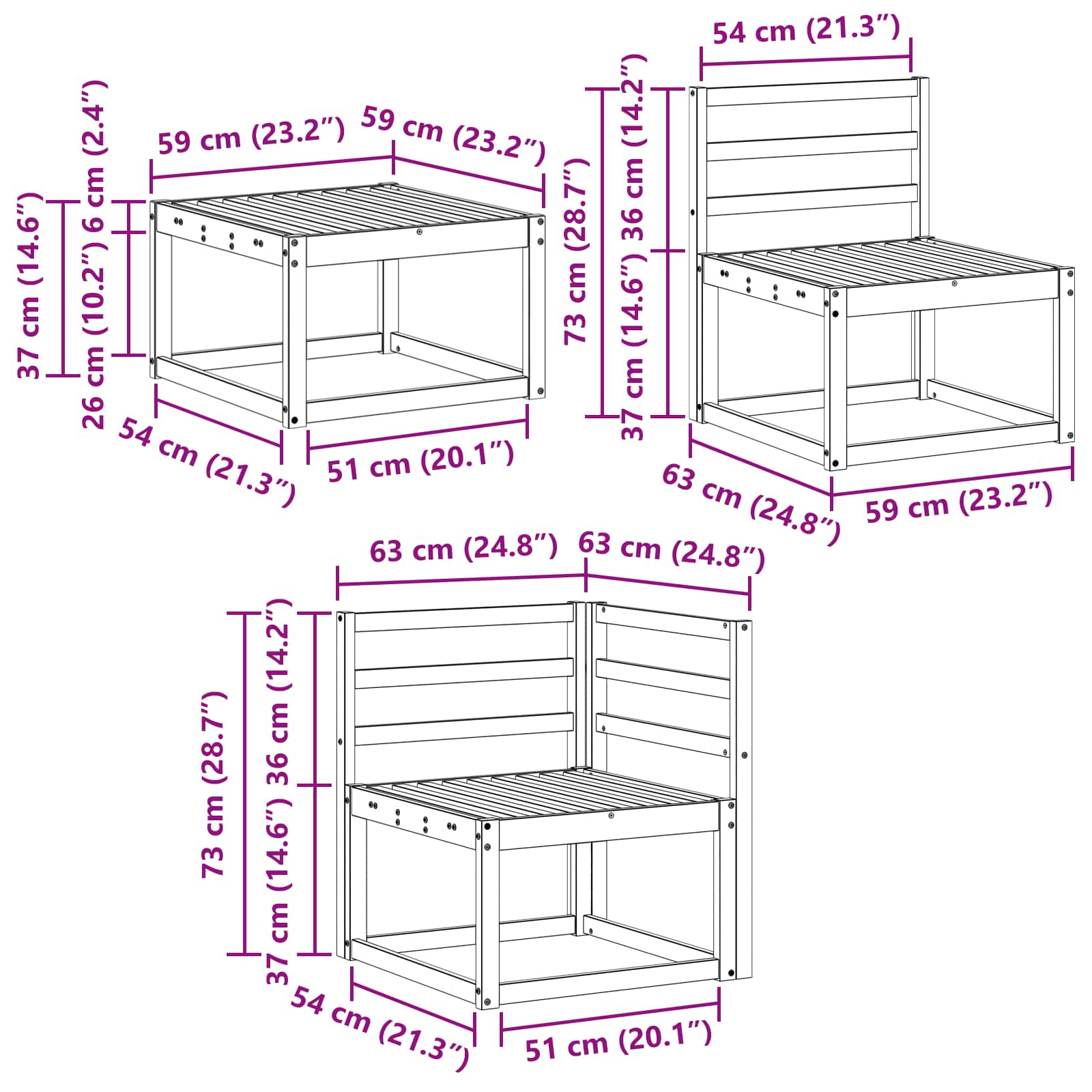 Set vanjskih sofa 5 pcs Prirodna Čvrsto drvo akacije