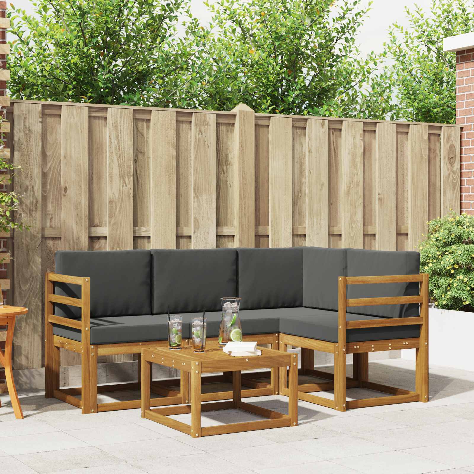 Set vanjskih sofa s jastukom 5 pcs Prirodna i antracit