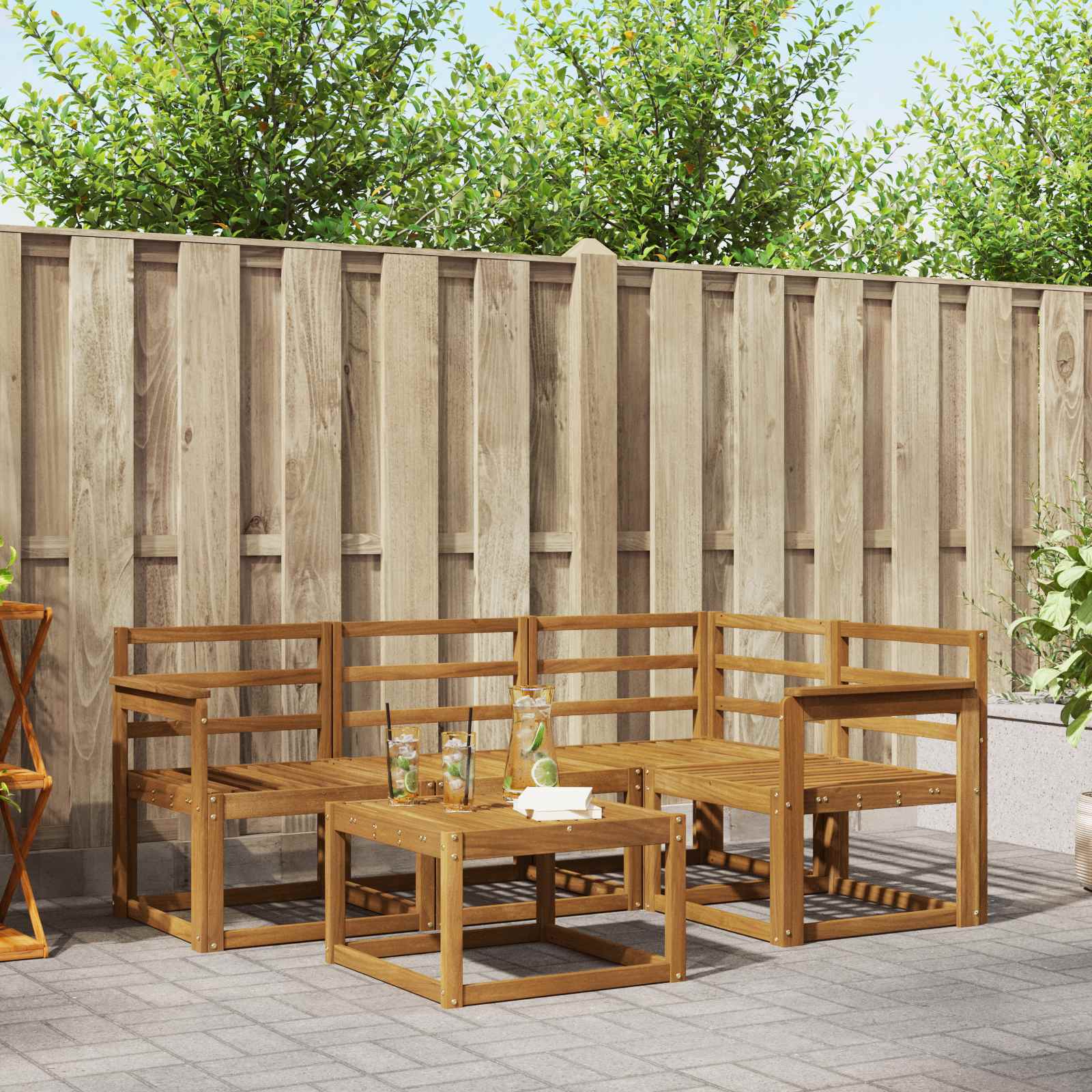 Set vanjskih sofa 5 pcs Prirodna Čvrsto drvo akacije
