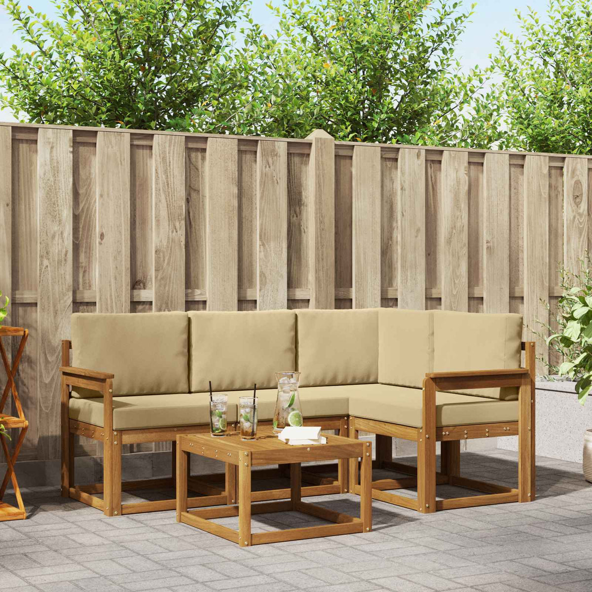 Set vanjskih sofa 5 kom. Prirodna i bež