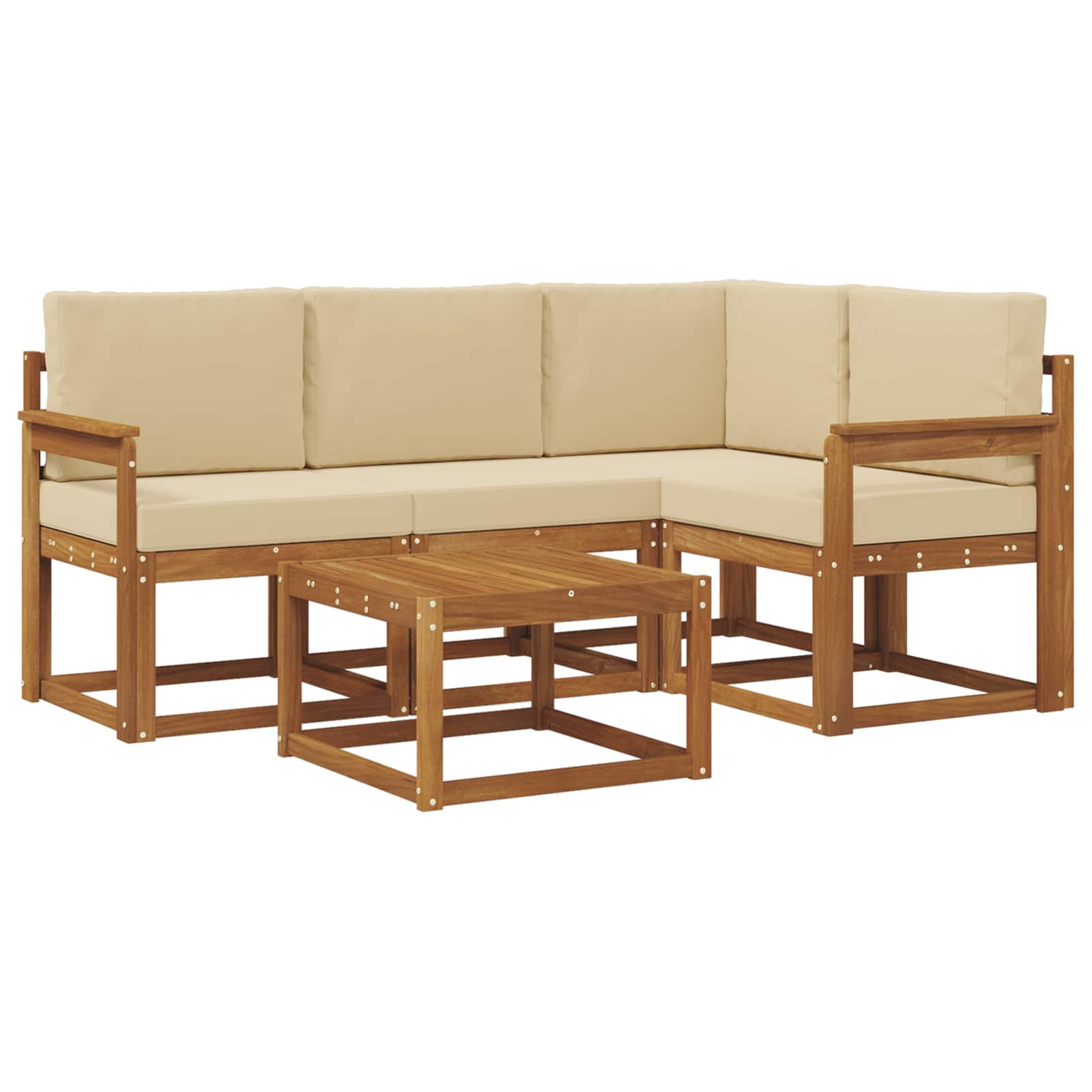 Set vanjskih sofa s jastukom 5 pcs Prirodna i bež