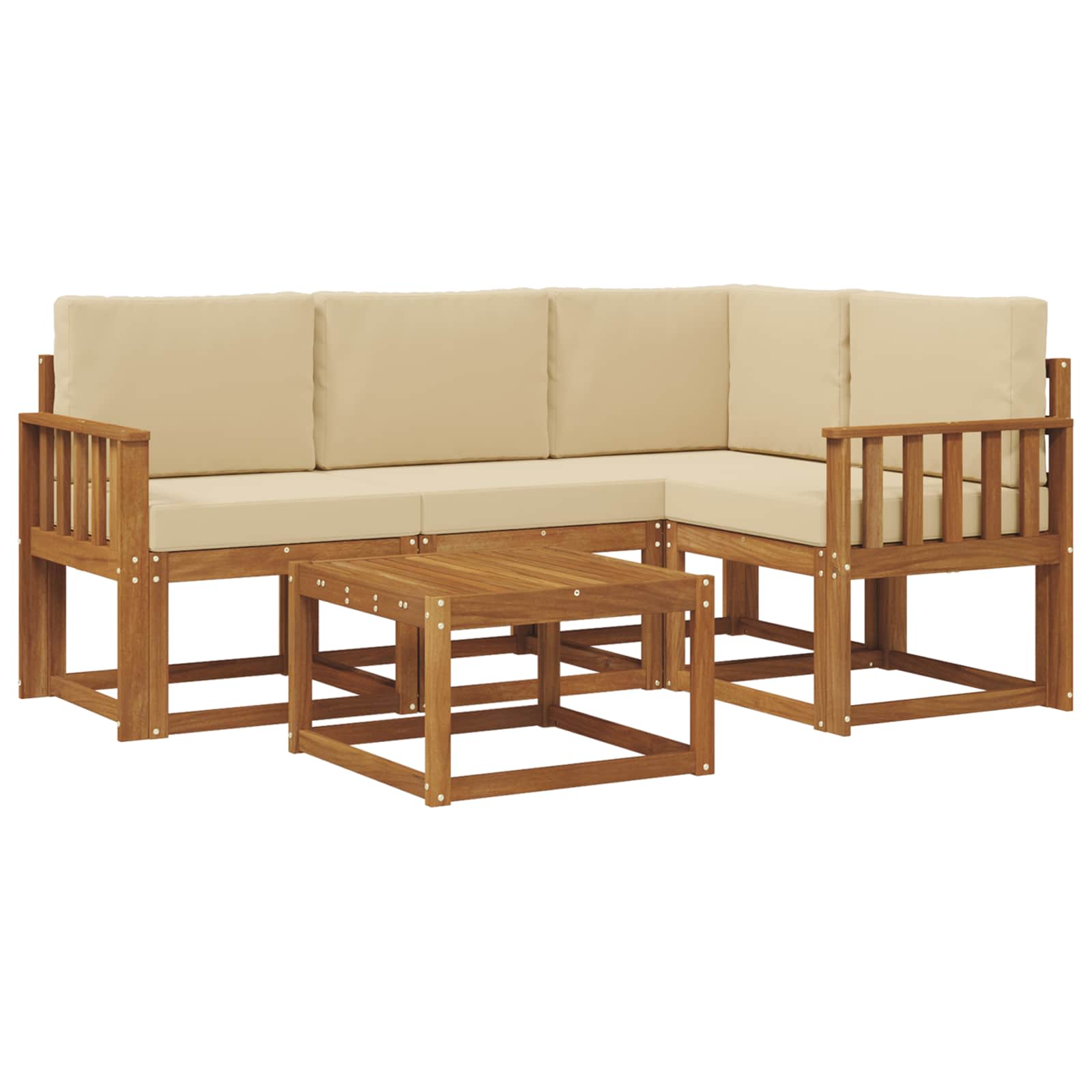 Set vanjskih sofa s jastukom 5 pcs Prirodna i bež