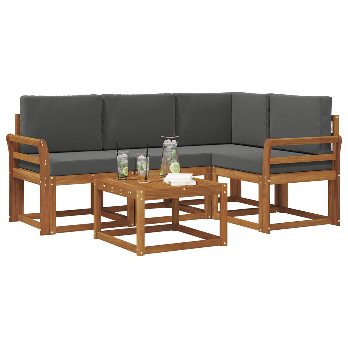 Set vanjskih sofa 5 kom. Prirodna i antracit