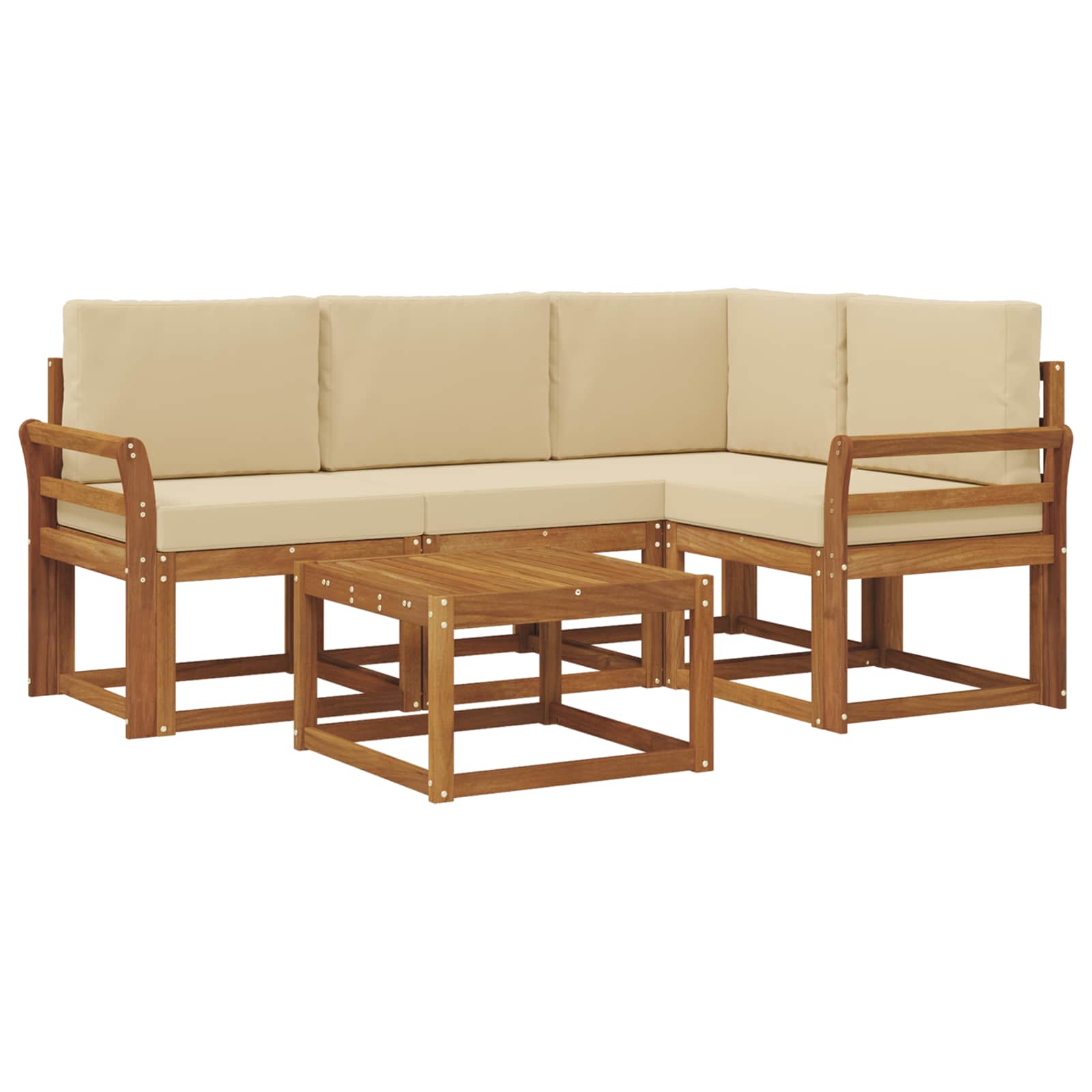 Set vanjskih sofa s jastukom 5 pcs Prirodna i bež