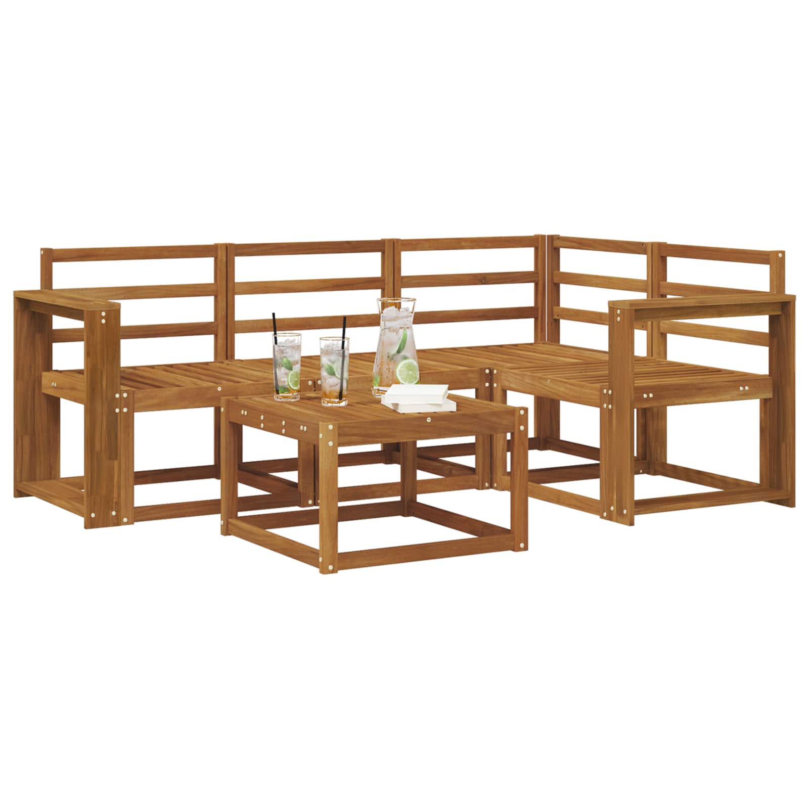 Set vanjskih sofa 5 pcs Prirodna Čvrsto drvo akacije