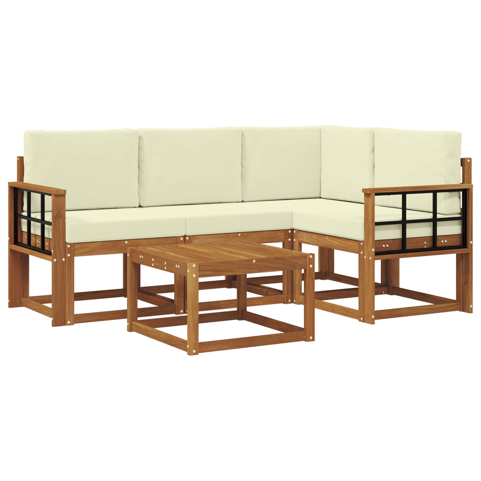 Set vanjskih sofa s jastukom 5 pcs Prirodna i krem