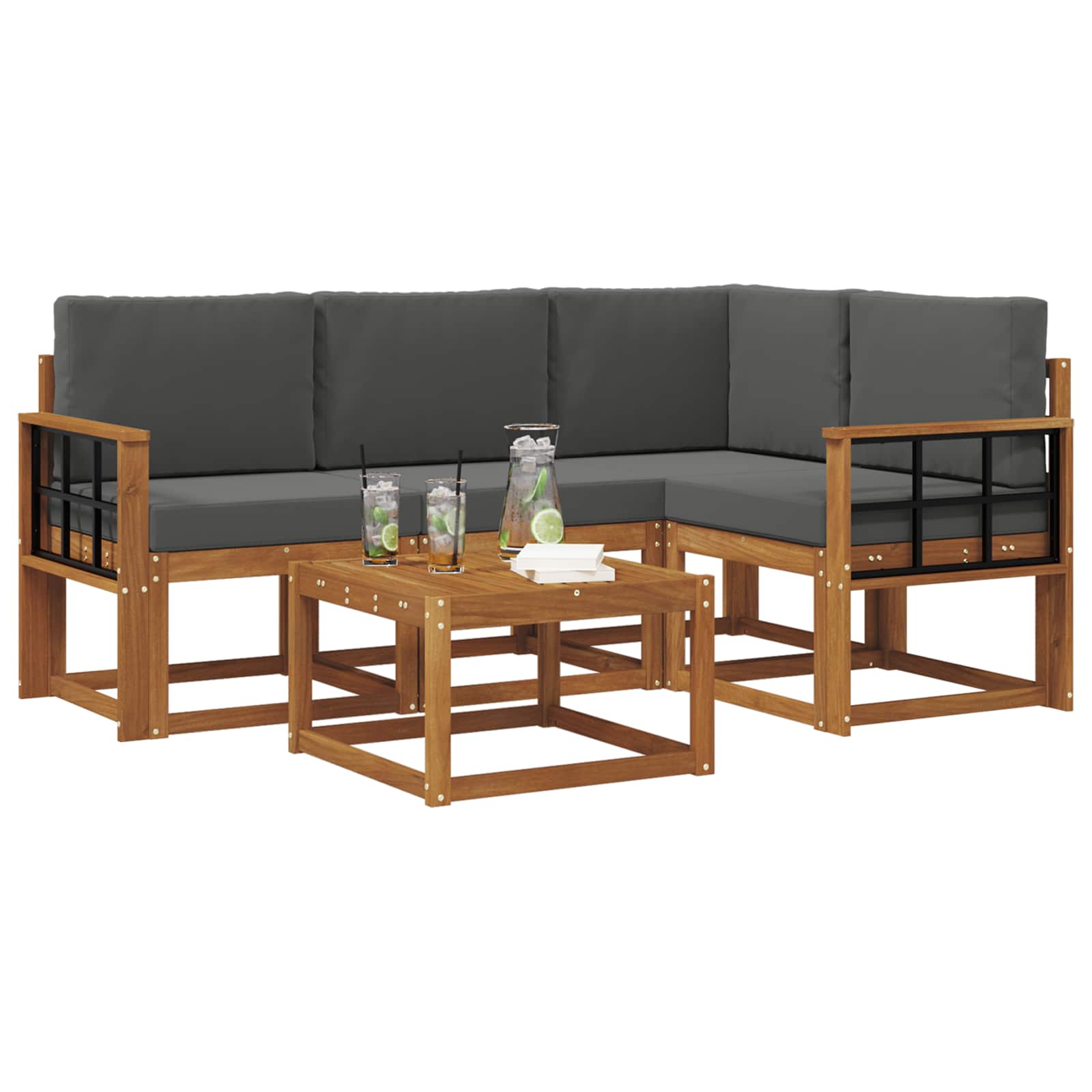 Set vanjskih sofa s jastukom 5 pcs Prirodna i antracit
