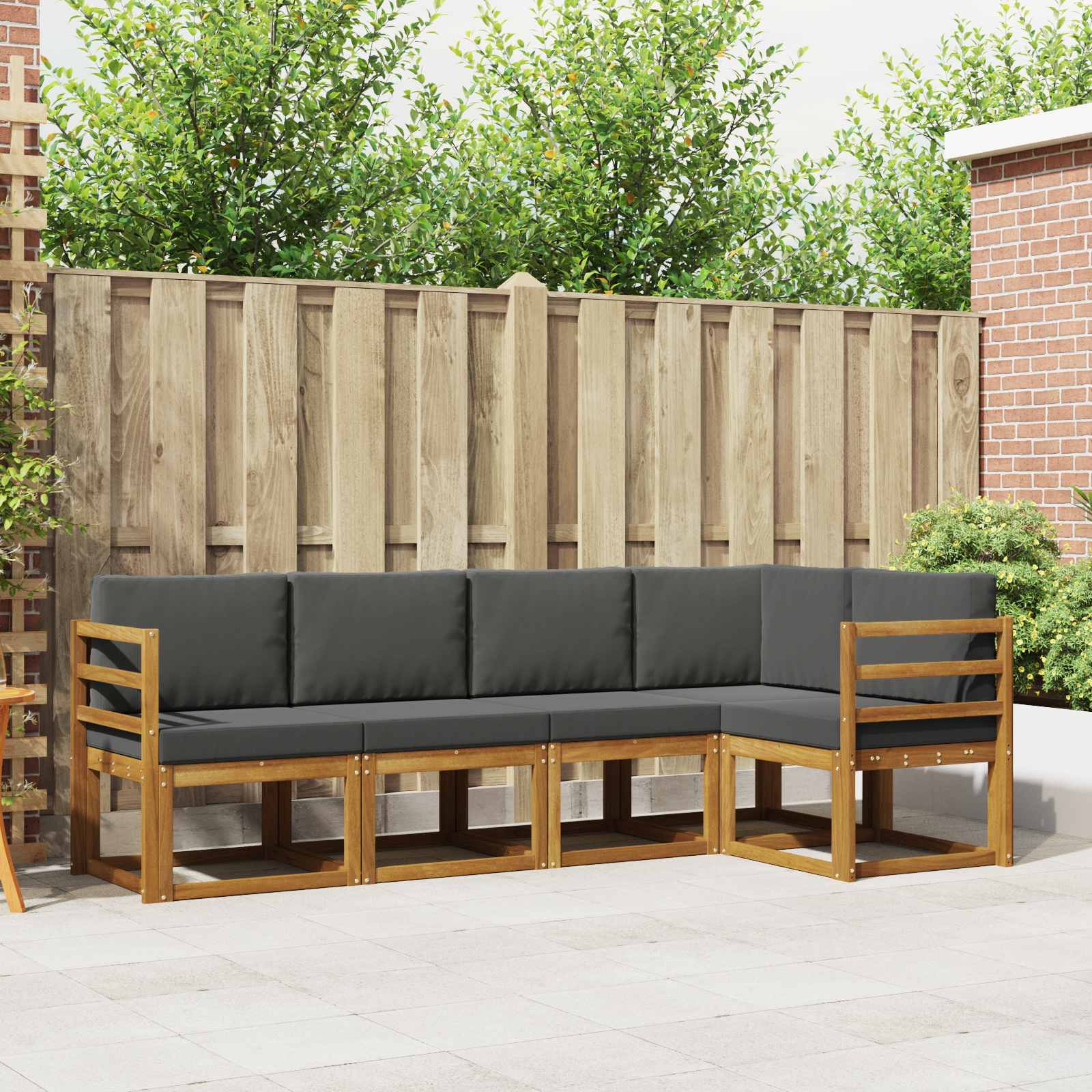 Set vanjskih sofa s jastukom 5 pcs Prirodna i antracit